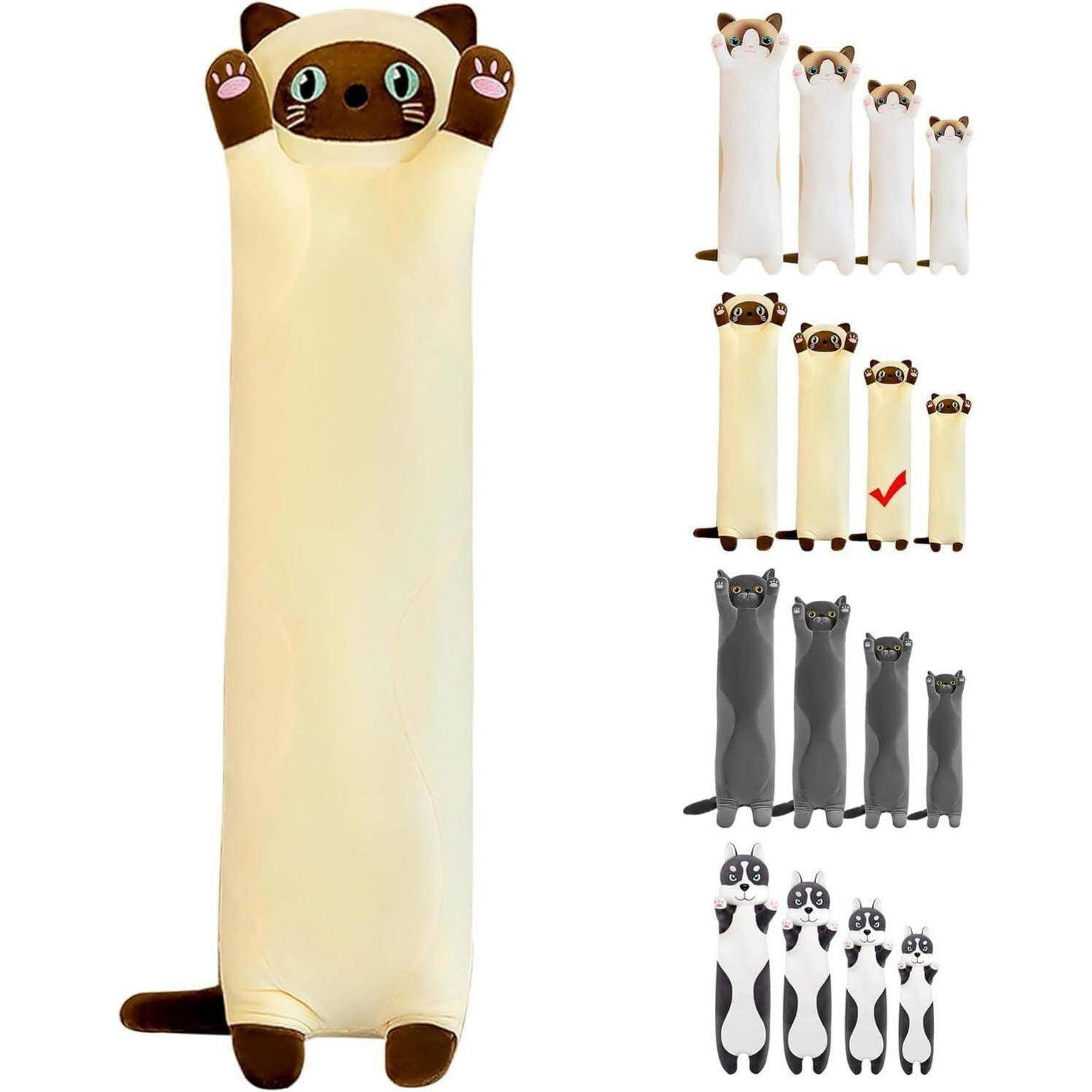 Kuscheltier Katze Plüsch Kissen Stofftier 70cm Geschenk Gelb 70cm
