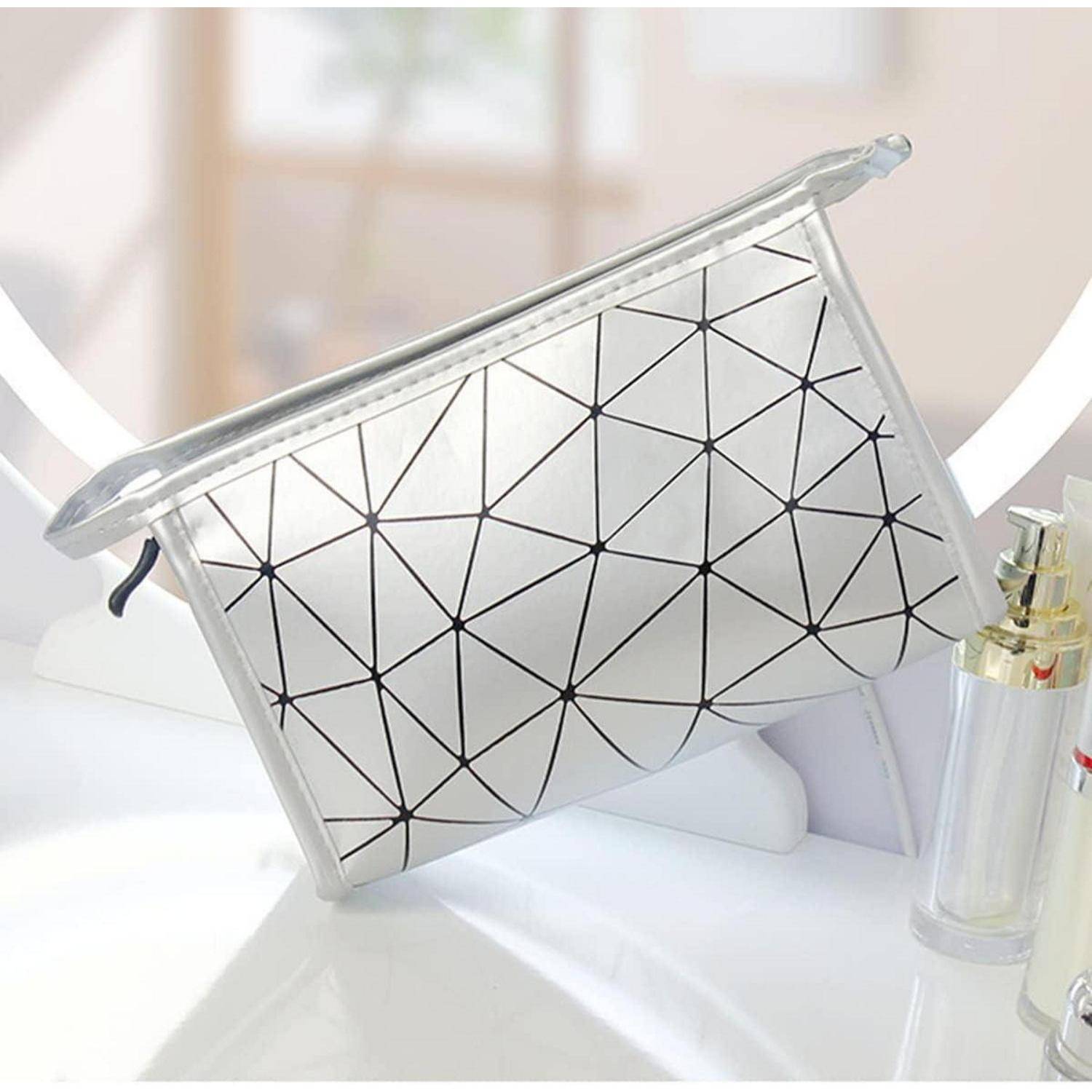 Kosmetiktasche Damen 3er Set Transparent Schminktasche Sillber