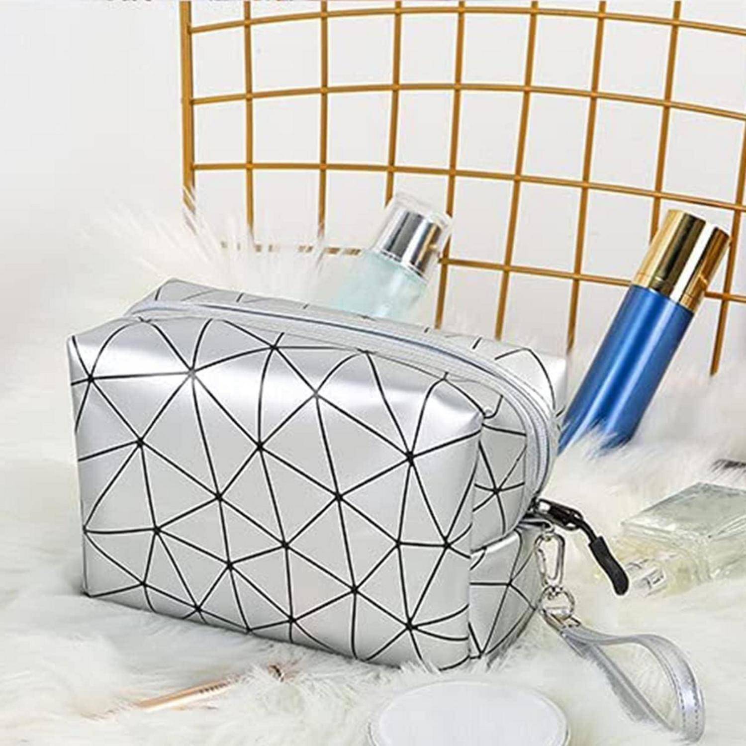Kosmetiktasche Damen 3er Set Transparent Schminktasche Sillber