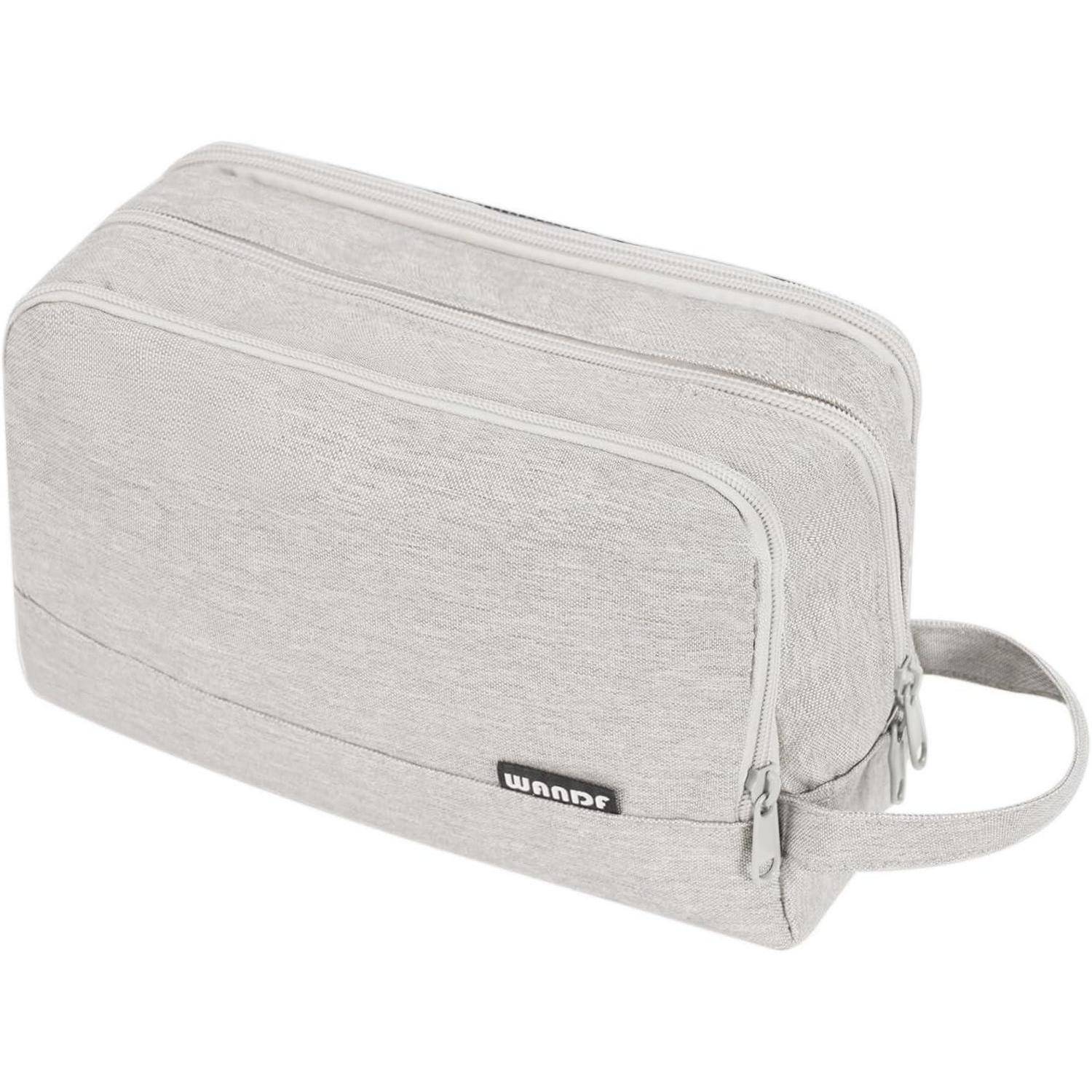 Kulturbeutel Herren Damen Reise Kosmetiktasche Denim Pure Beige