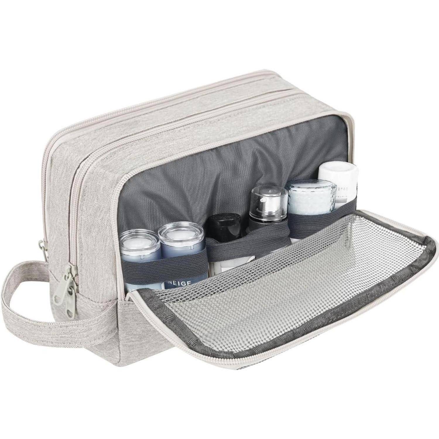 Kulturbeutel Herren Damen Reise Kosmetiktasche Denim Pure Beige