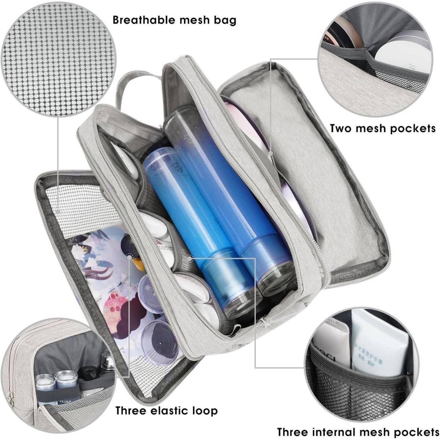 Kulturbeutel Herren Damen Reise Kosmetiktasche Denim Pure Beige