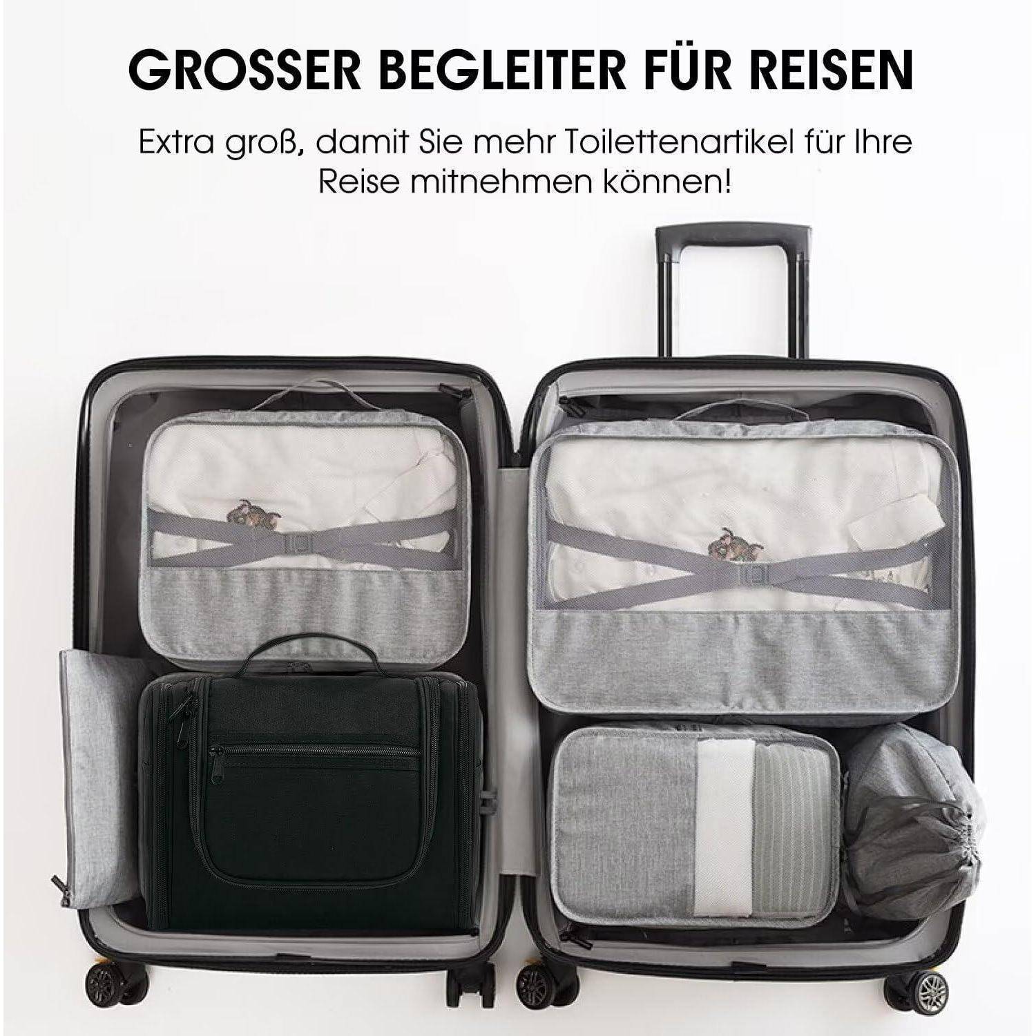 Kulturtasche Aufhängen Waschbeutel Camping Damen Herren Schwarz