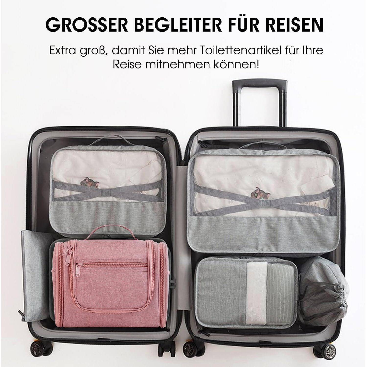Waschtasche Groß Aufhängen Herren Damen Camping Reisen Dunkelpink