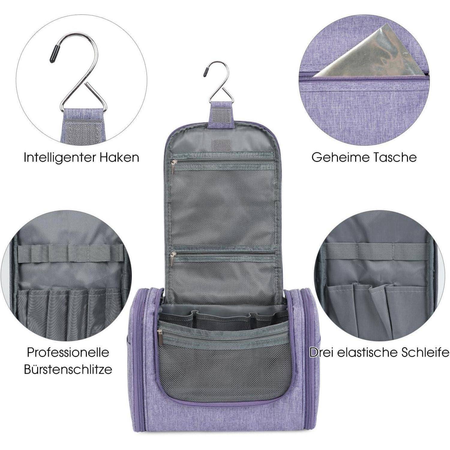 Waschtasche Kulturtasche Kulturbeutel Aufhängen Reisen Damen Violett