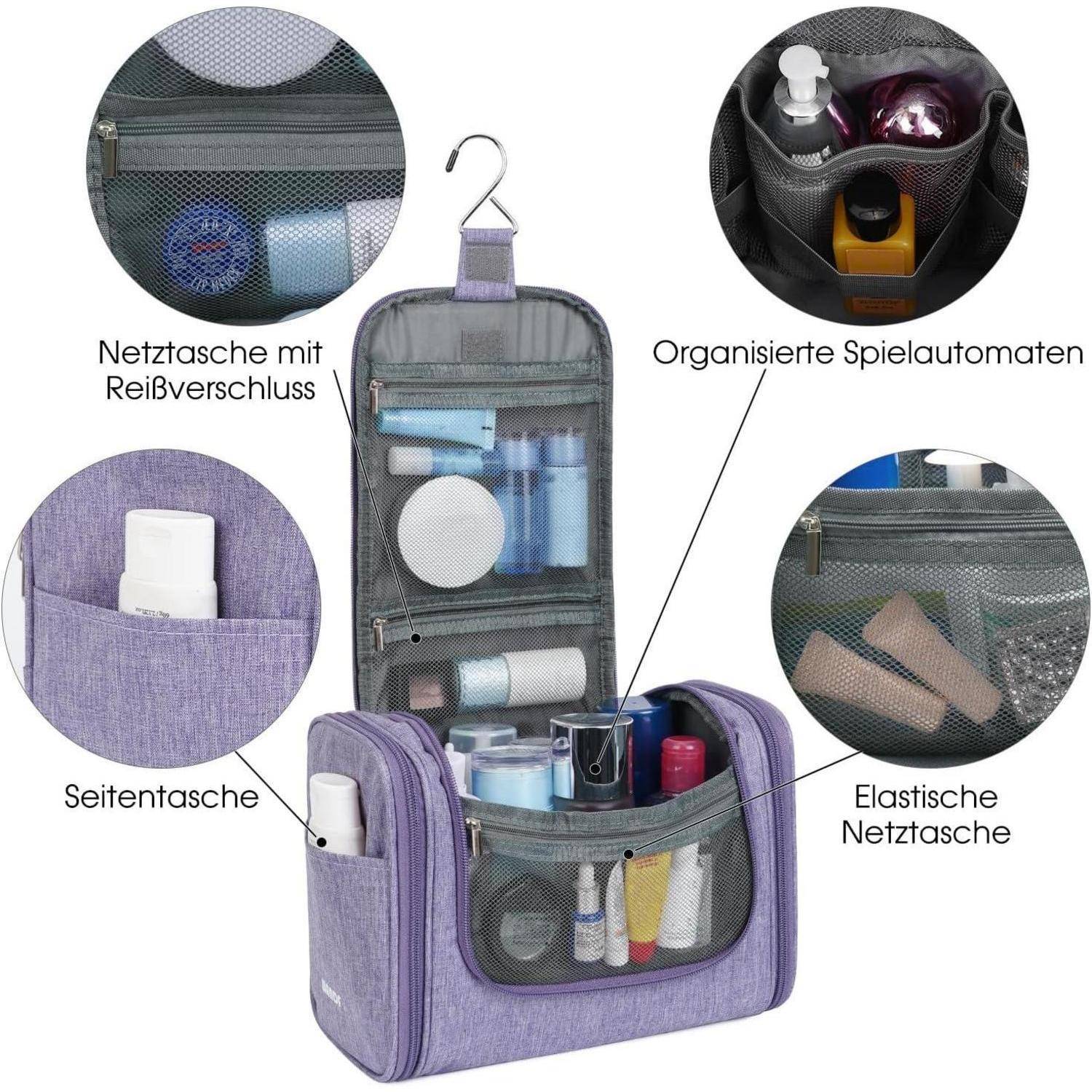 Waschtasche Kulturtasche Kulturbeutel Aufhängen Reisen Damen Violett