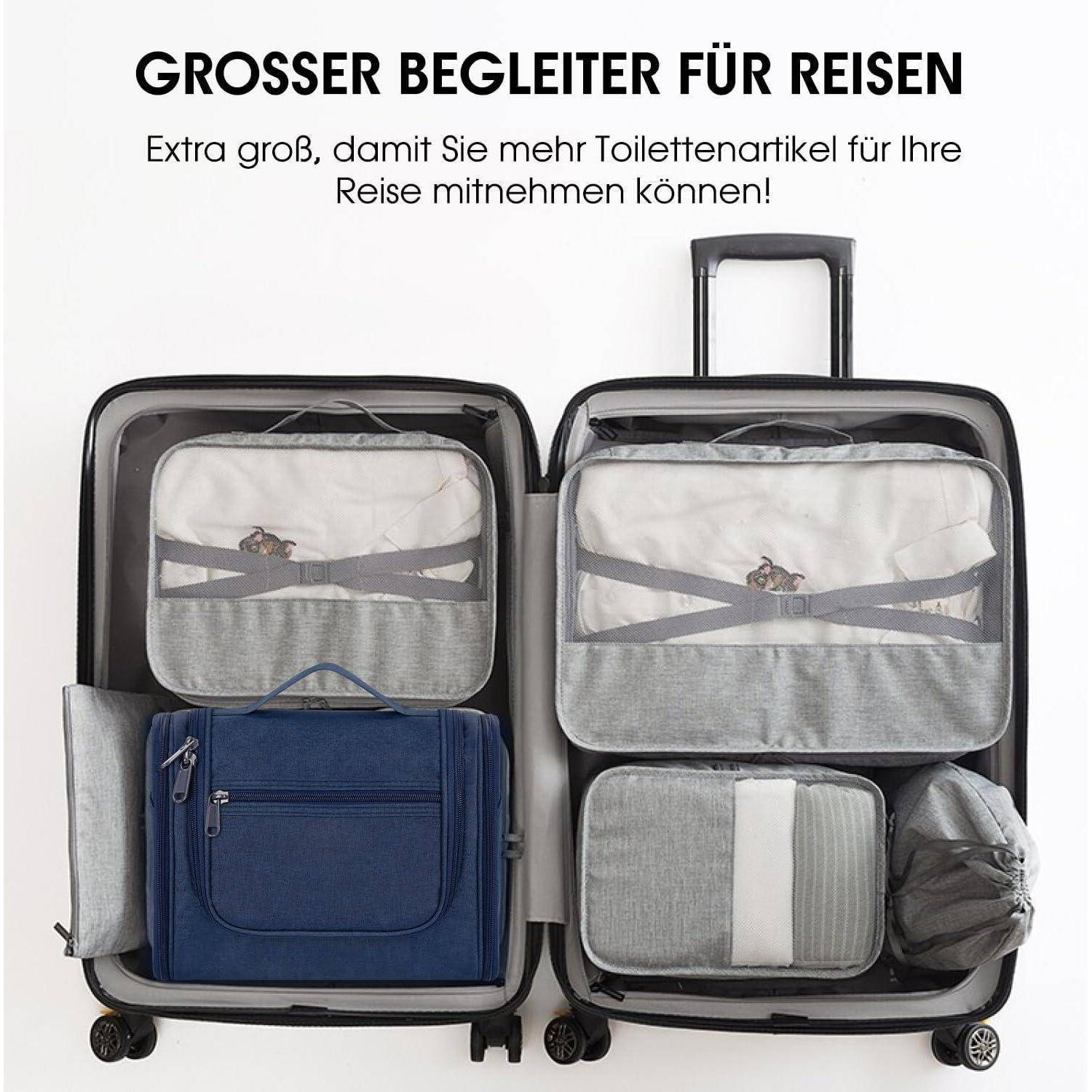 Große Kulturtasche zum Aufhängen Reisen Camping 8,3 L Lila