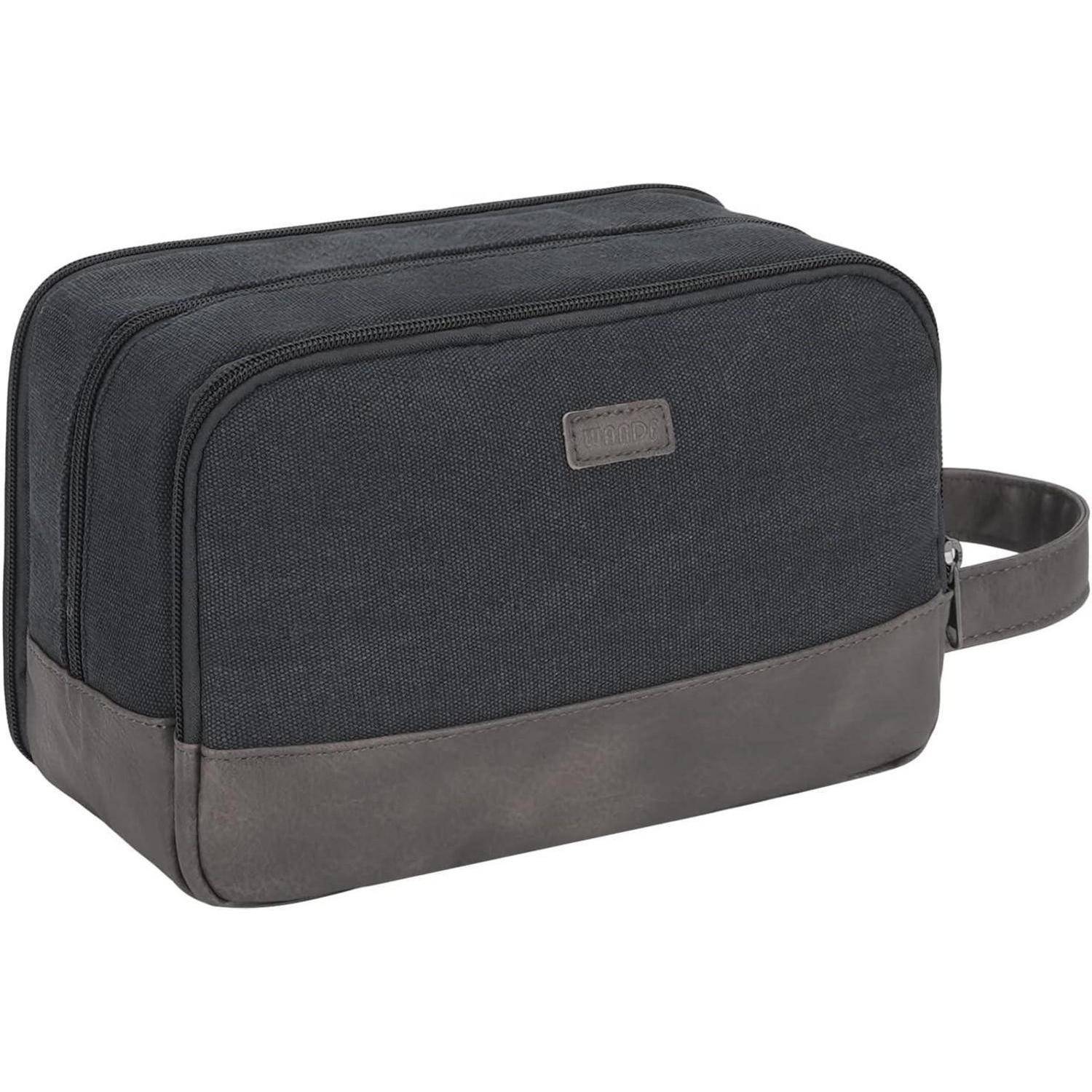 Kulturtasche Herren Doppkit Canvas Rasierutensilien Schwarz