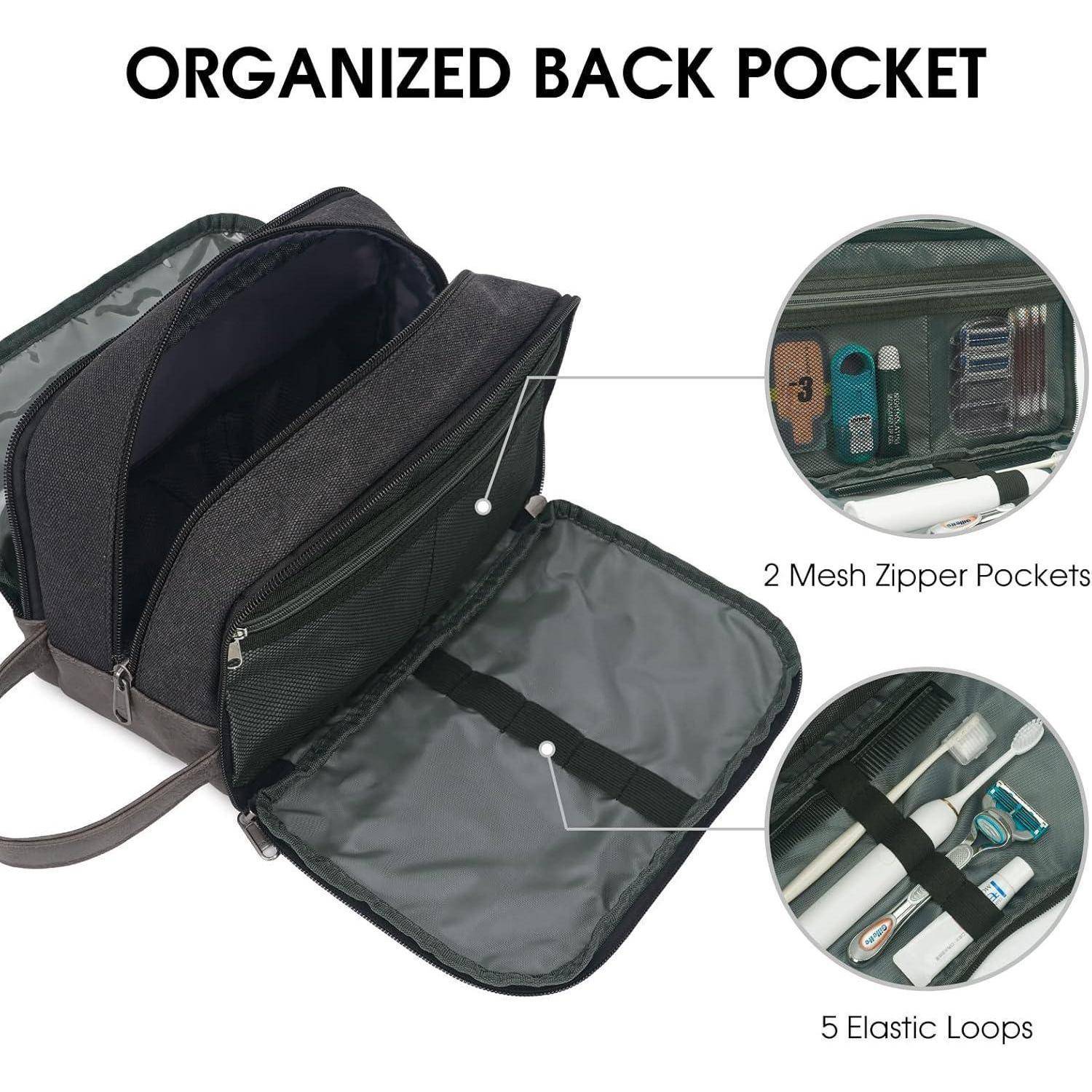 Kulturtasche Herren Doppkit Canvas Rasierutensilien Schwarz