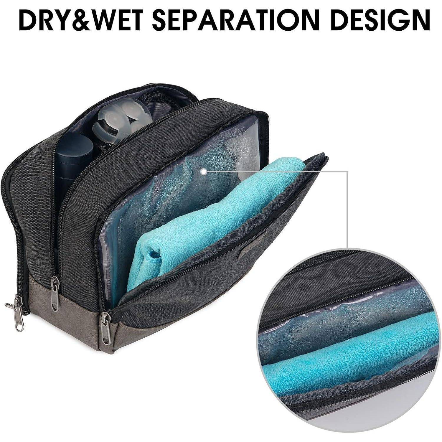 Kulturtasche Herren Doppkit Canvas Rasierutensilien Schwarz