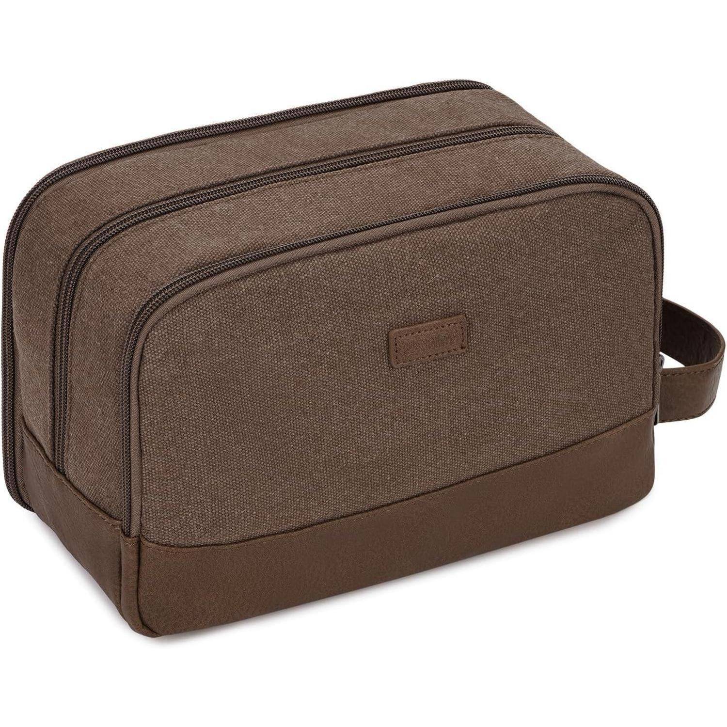 Kulturtasche Herren Reise Canvas Vegan Braun Dunkelbraun