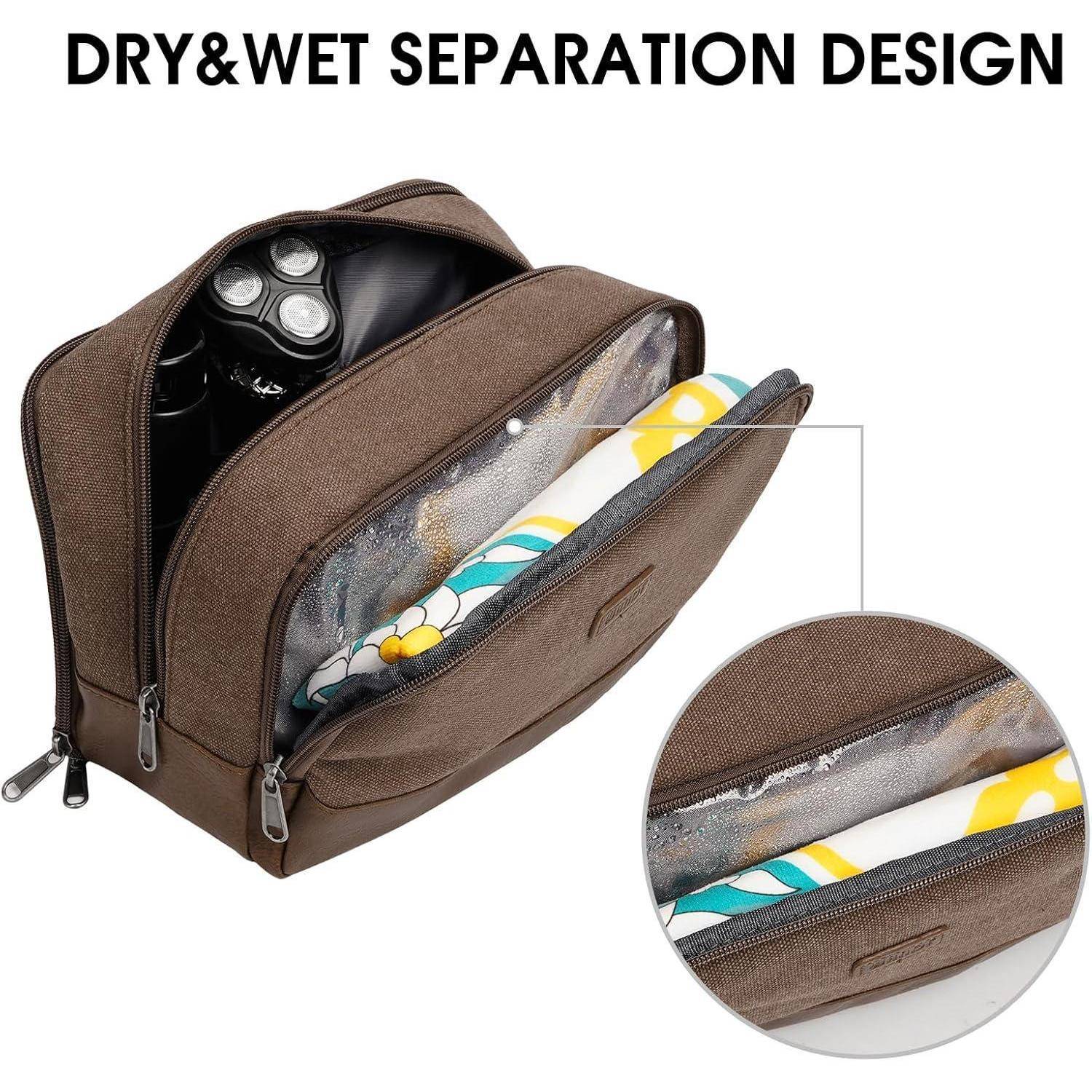 Kulturtasche Herren Reise Canvas Vegan Braun Dunkelbraun