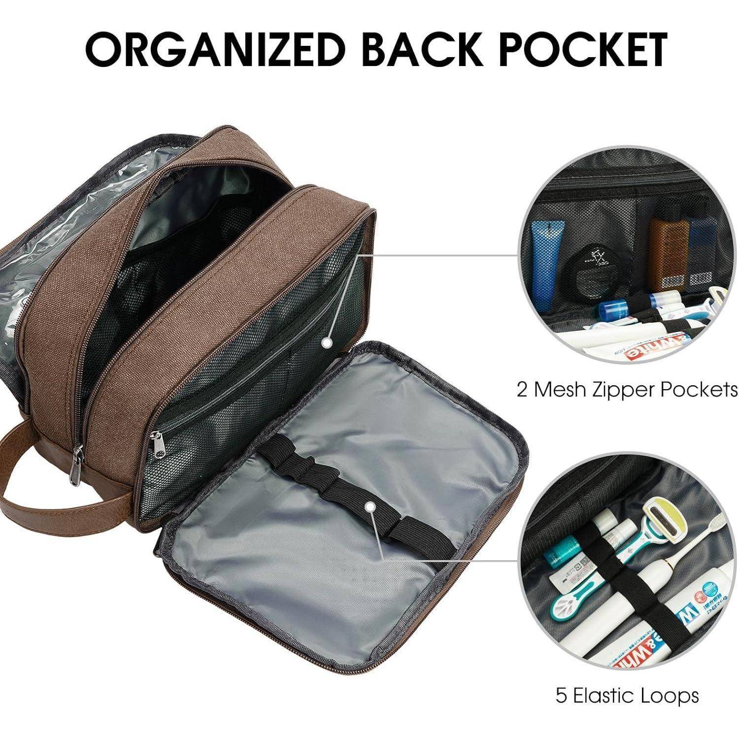 Kulturtasche Herren Reise Canvas Vegan Braun Dunkelbraun