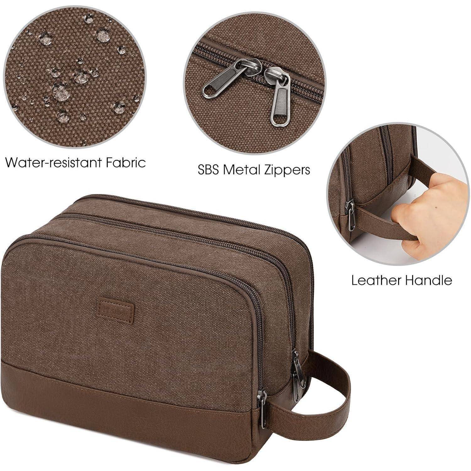 Kulturtasche Herren Reise Canvas Vegan Braun Dunkelbraun