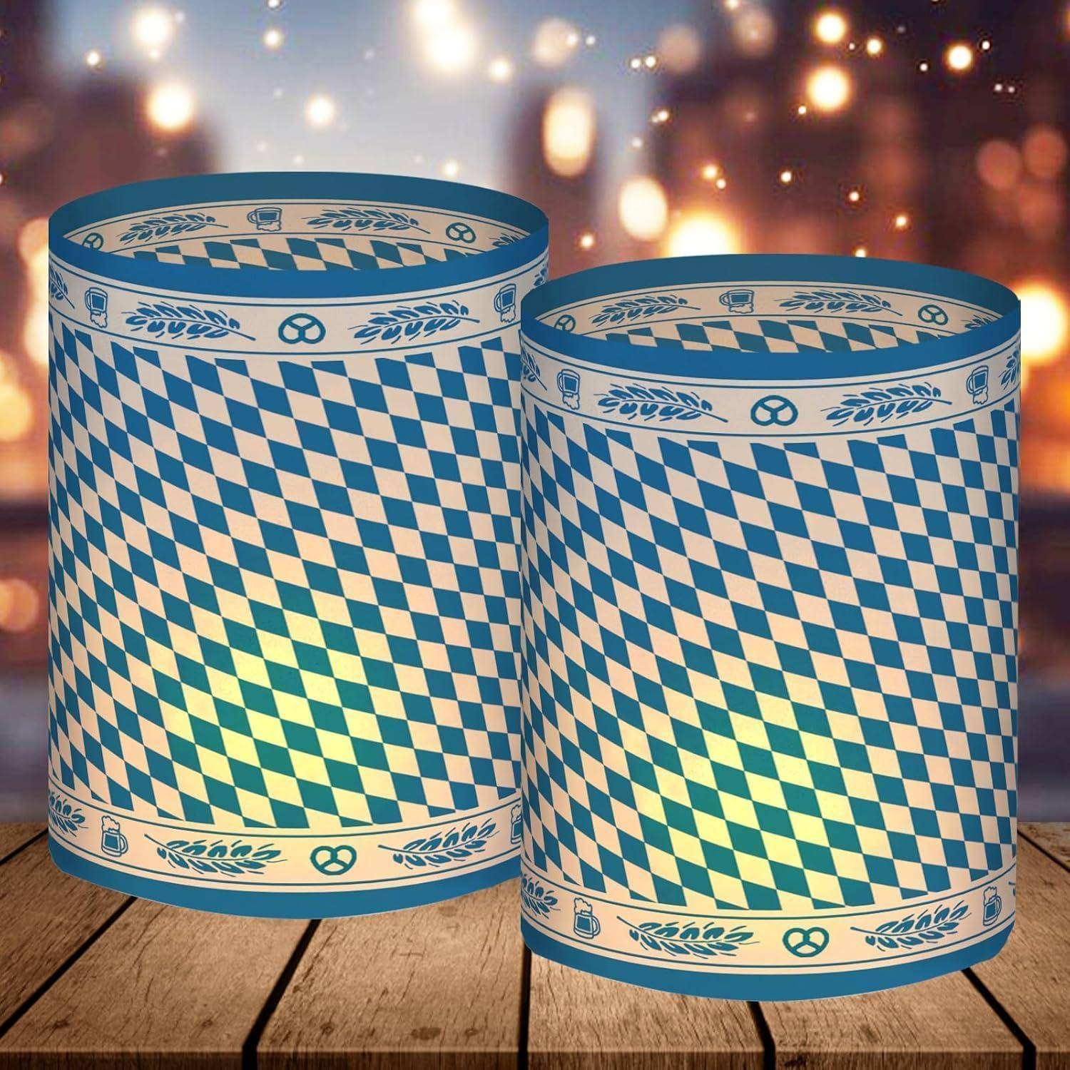 Windlicht 12er Tischdeko Bayern Blau Set Teelichter Oktoberfest Deko