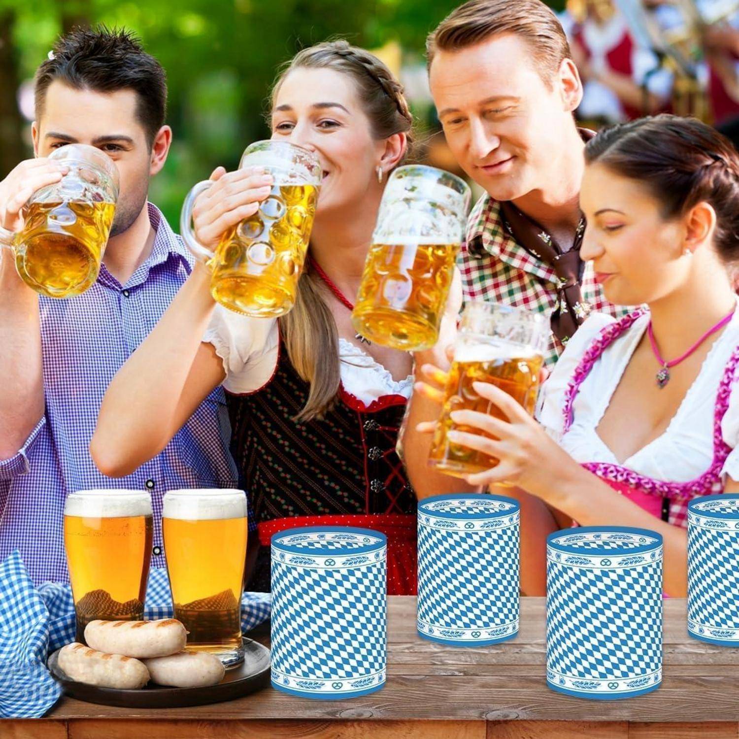 Windlicht 12er Tischdeko Bayern Blau Set Teelichter Oktoberfest Deko