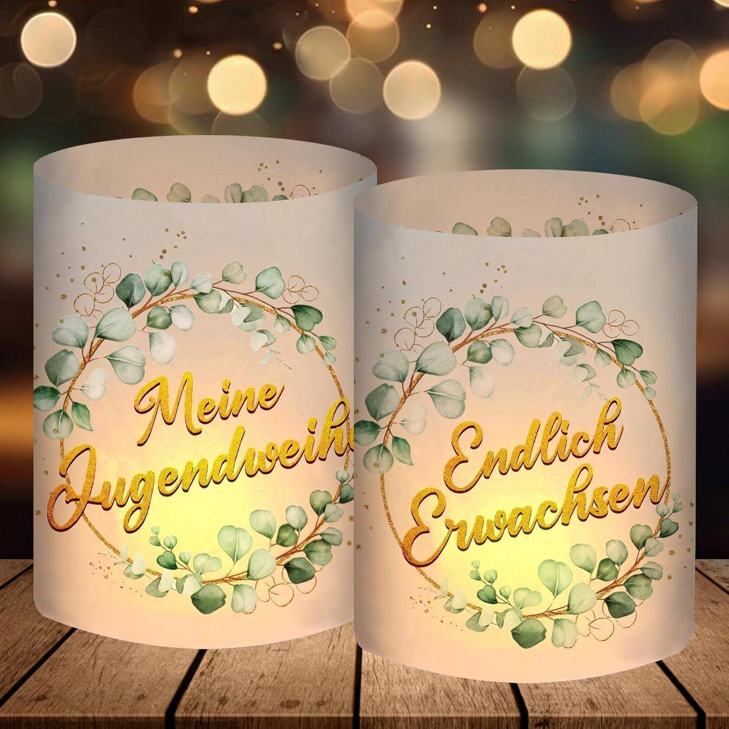 Windlicht 12 Tischdeko Jugendweihe Eukalyptus Grün Deko Jugendweihe