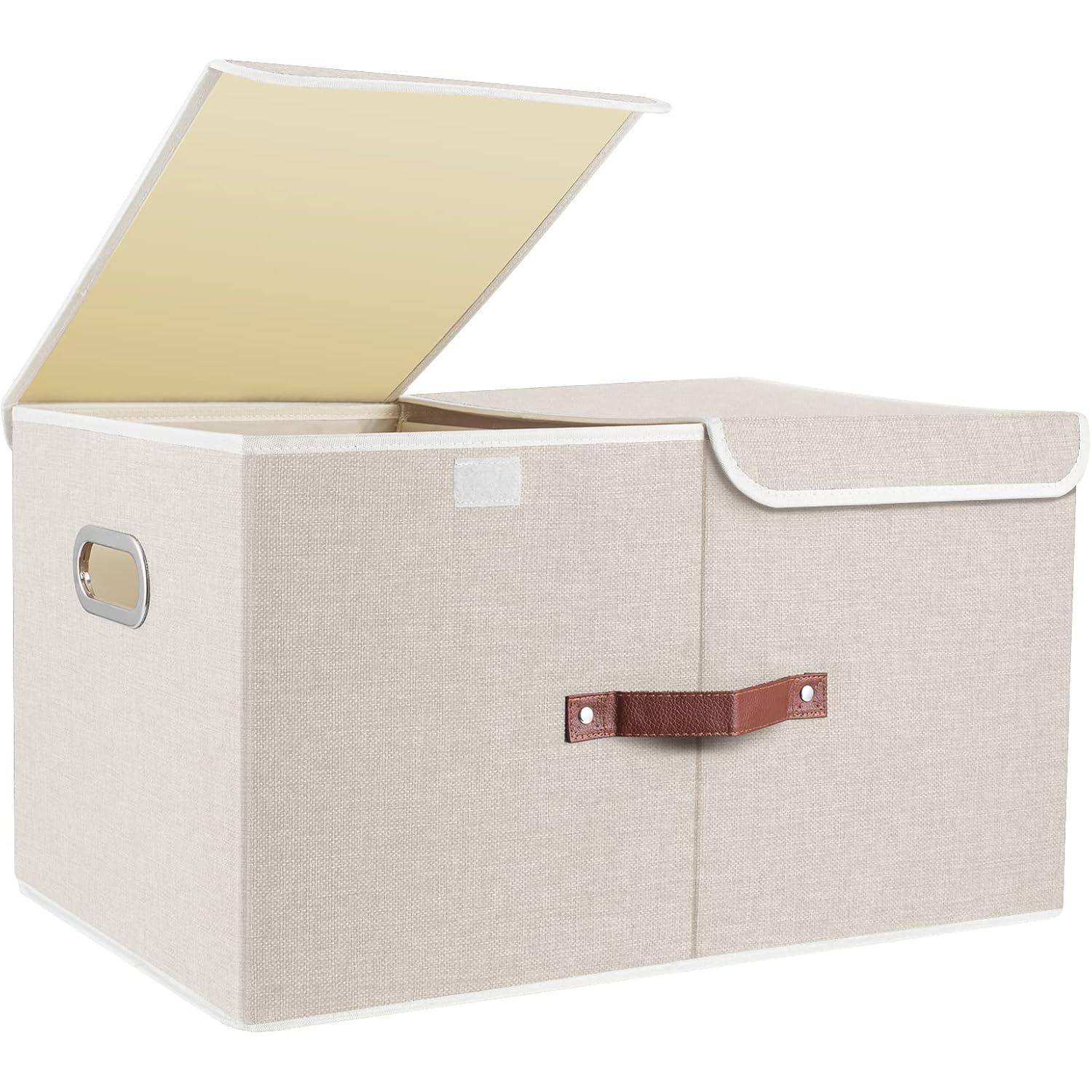 Aufbewahrungsbox Deckel Fächer Faltbar 55x33x30cm 1-Stück Beige
