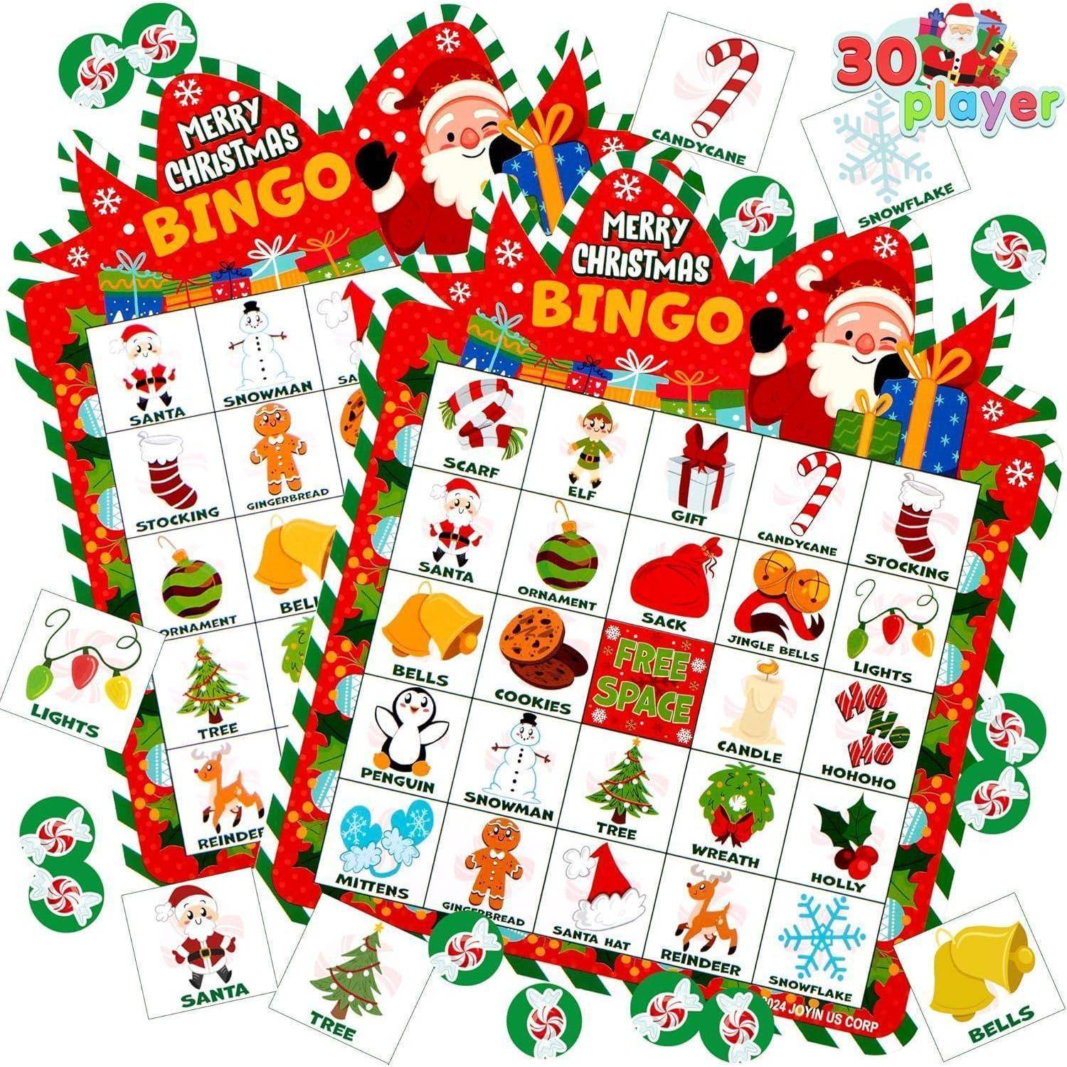 Weihnachts Bingokarten 5x5 28 Spieler Kinder Party Traditionell