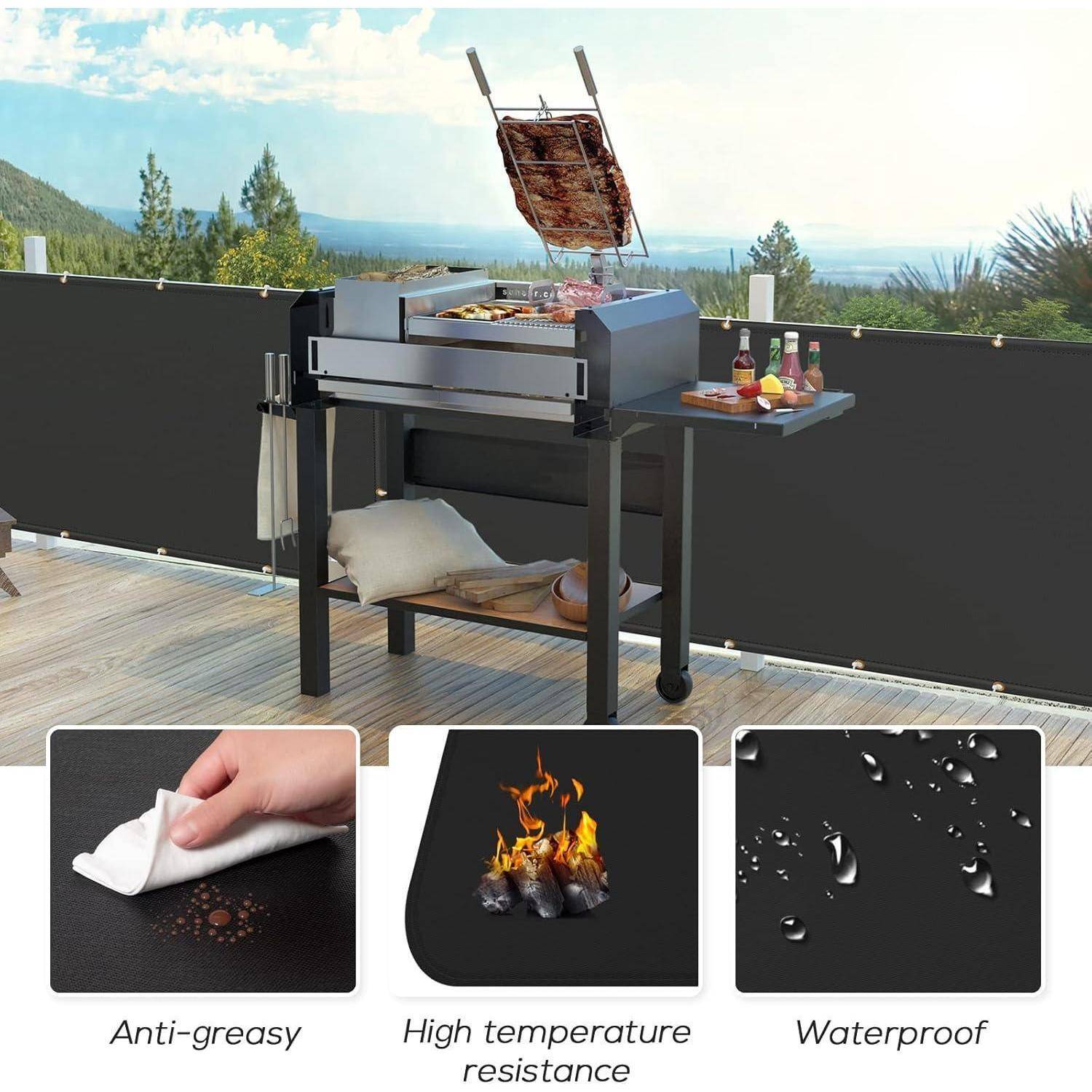 Hitzeschild Grill Wand Geländer Abdeckung 5'x8' Schwarz