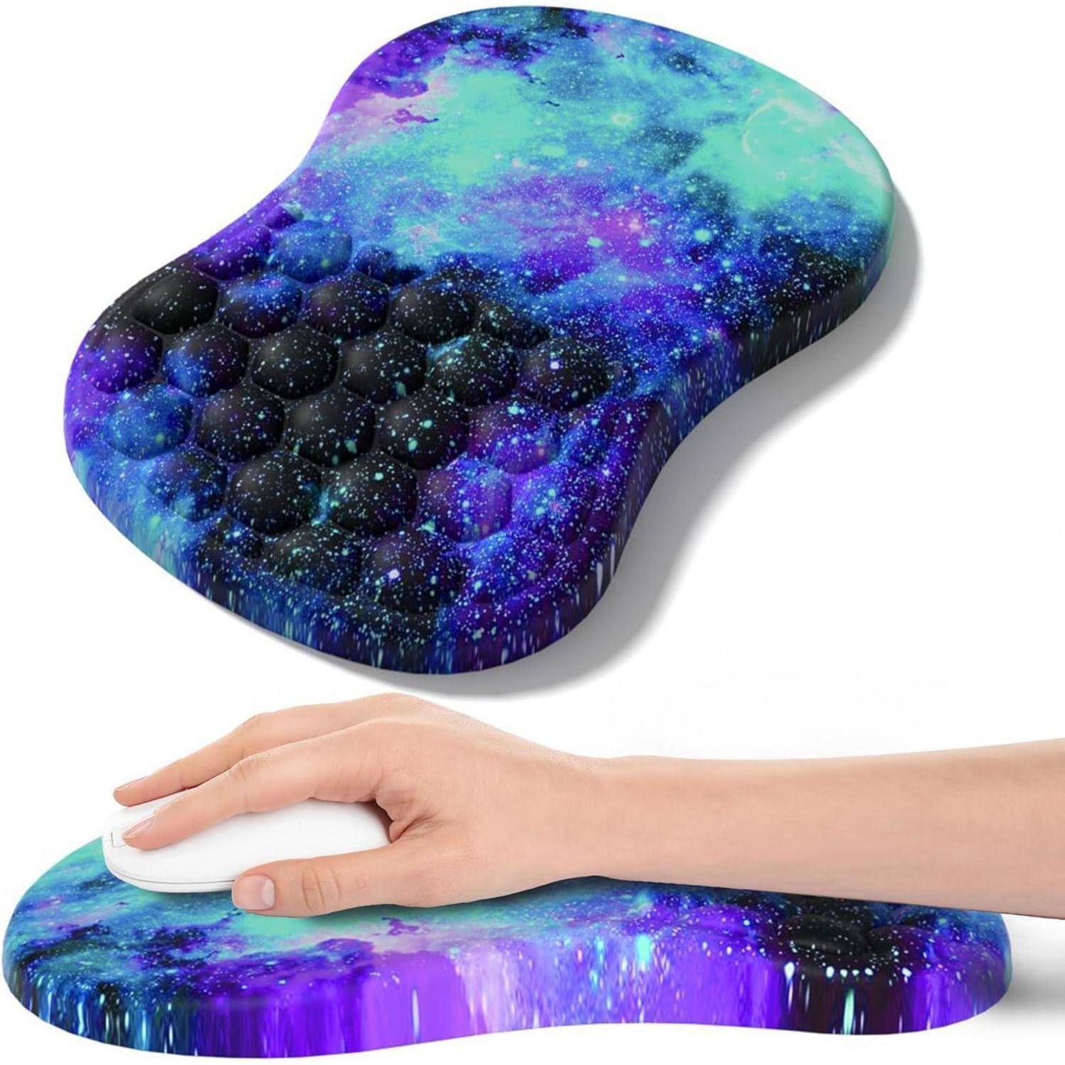 Mauspad Handgelenkauflage Ergonomie Memoryschaum Blaue Galaxie