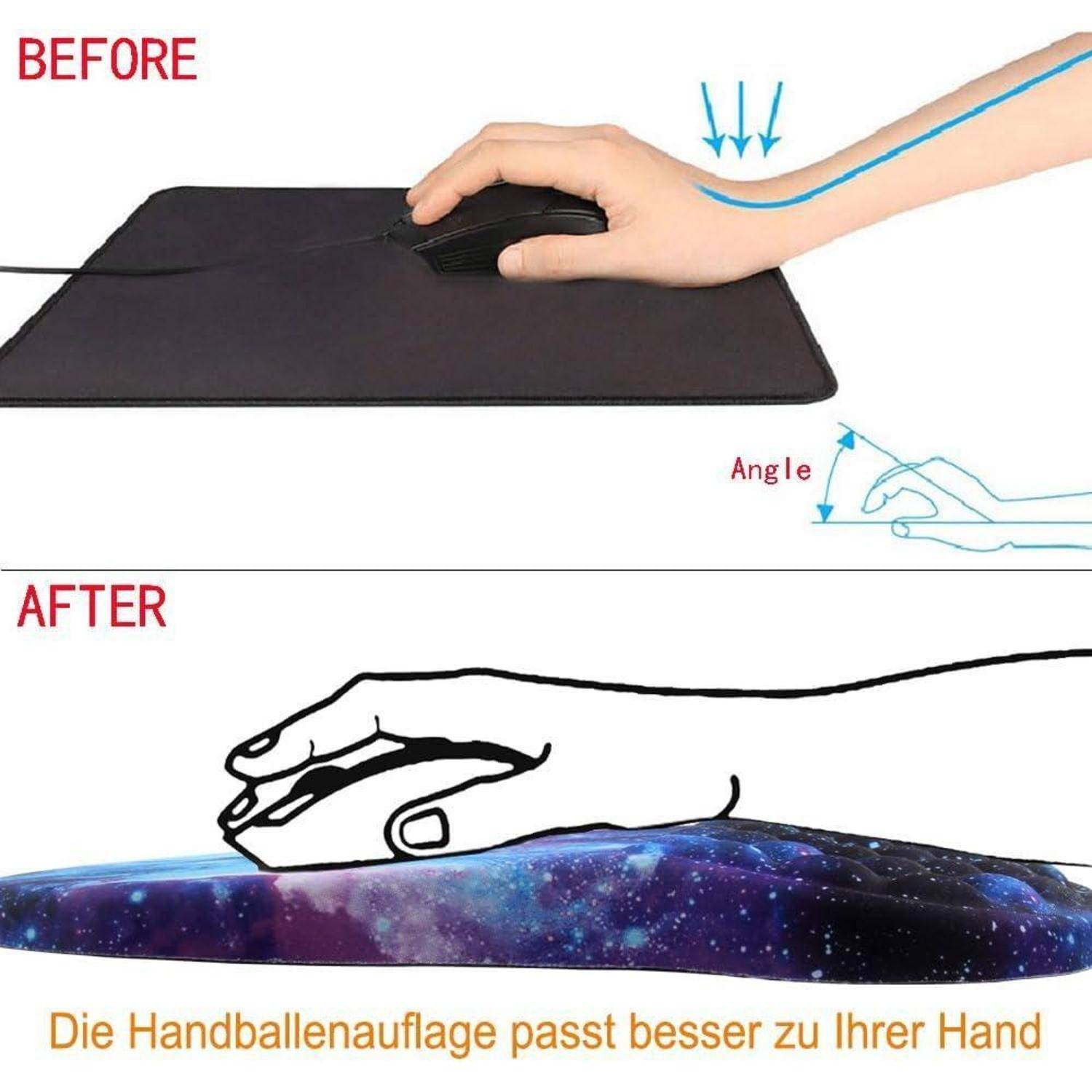 Mauspad Handgelenkauflage Ergonomie Memoryschaum Blaue Galaxie