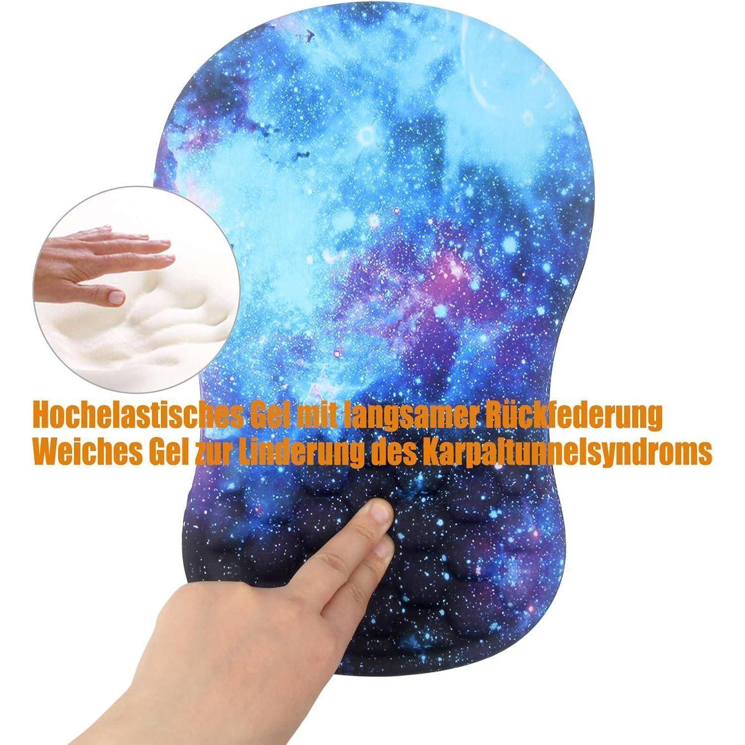 Mauspad Handgelenkauflage Ergonomie Memoryschaum Blaue Galaxie