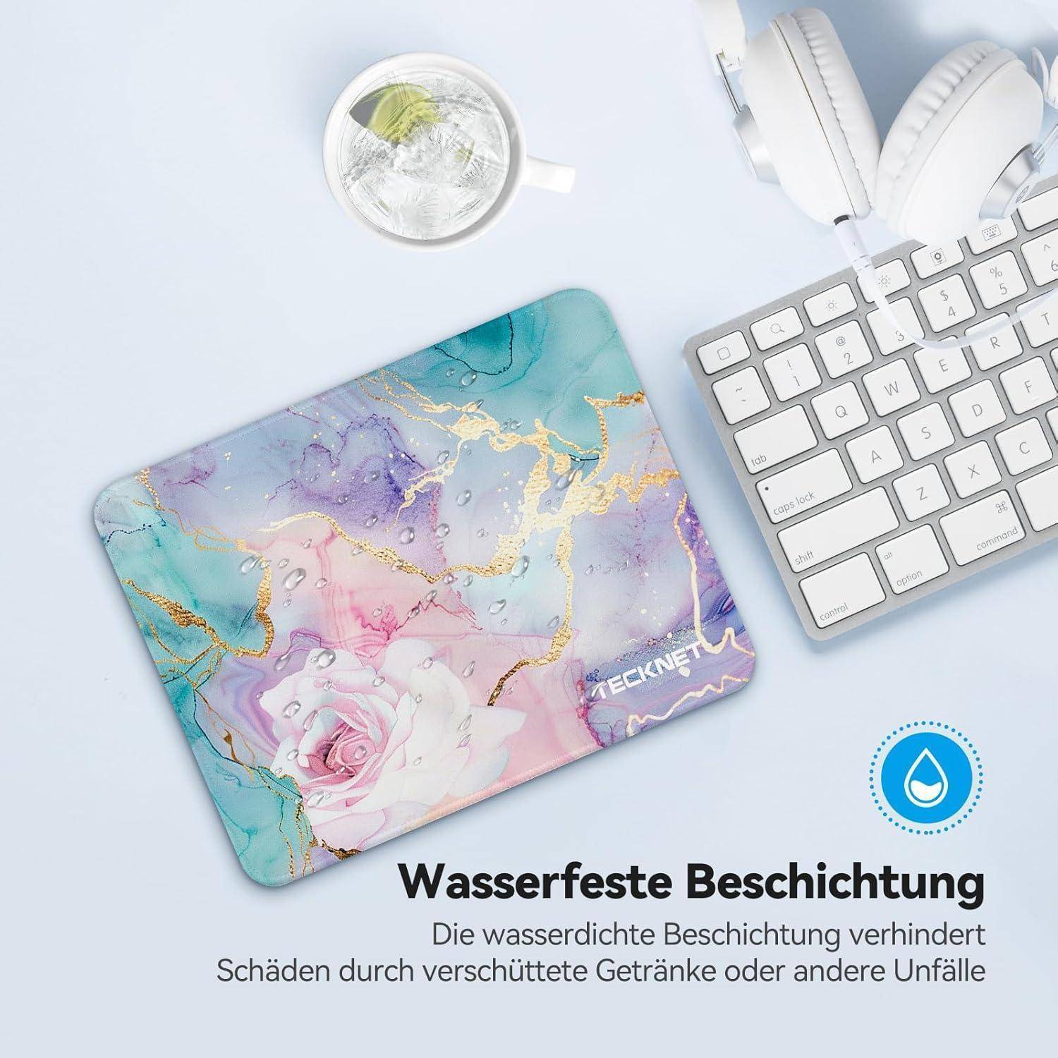 Mauspad 28x21cm Gaming Wasserdicht Marmormuster-Rose 280L x 210B mm