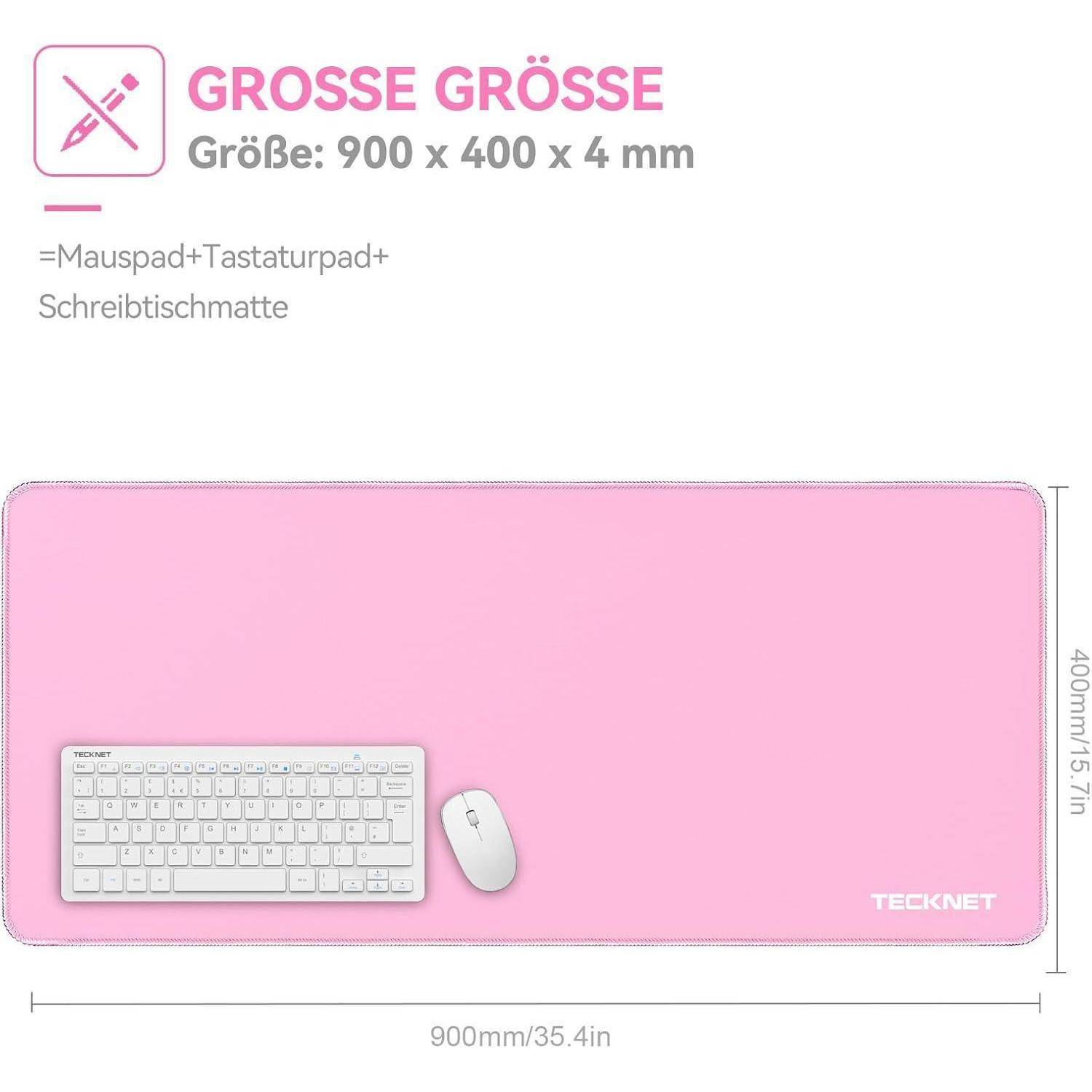 Mauspad XXL 900x400 Gaming schwarz wasserdicht Reines Rosa 90 x 40 cm