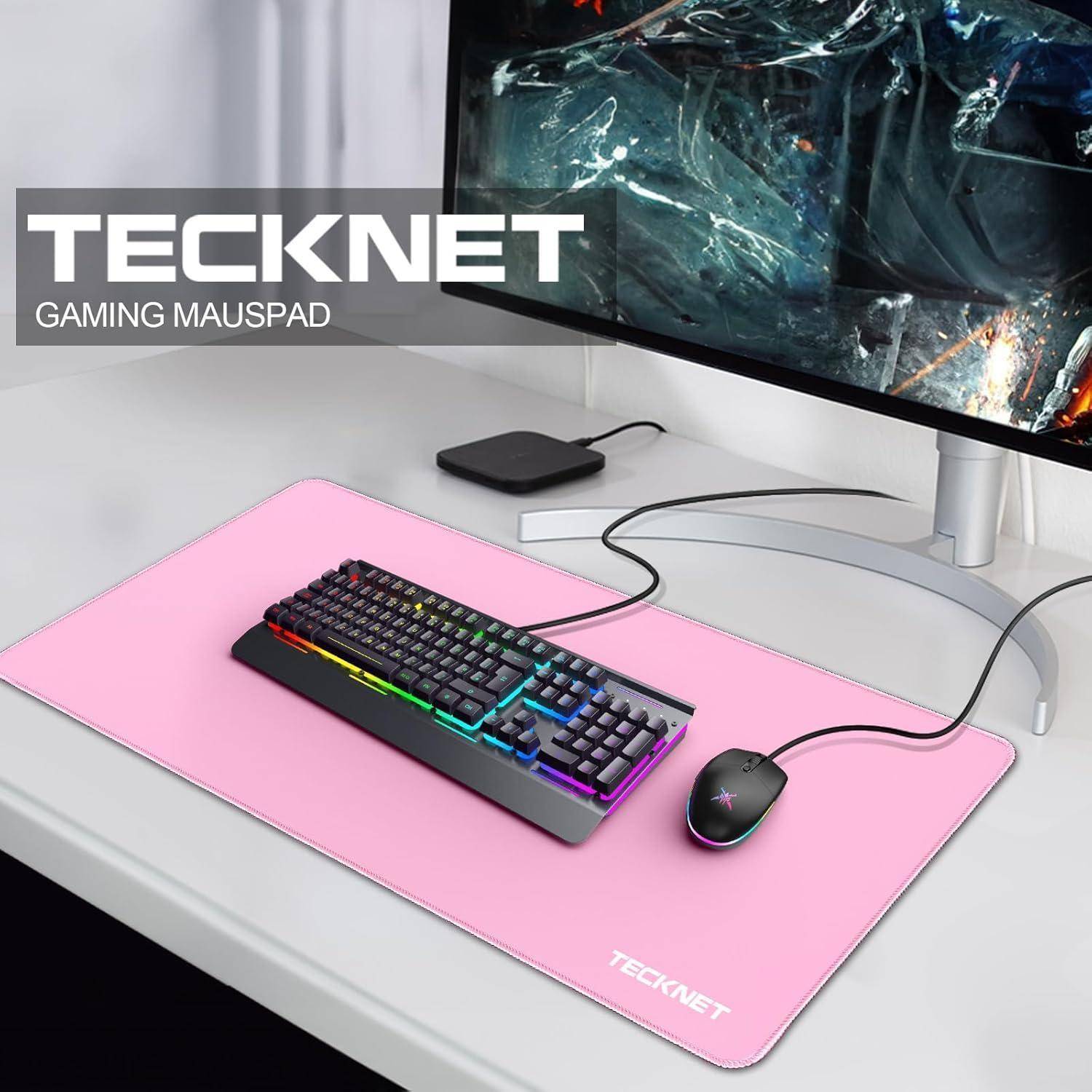 Mauspad XXL 900x400 Gaming schwarz wasserdicht Reines Rosa 90 x 40 cm