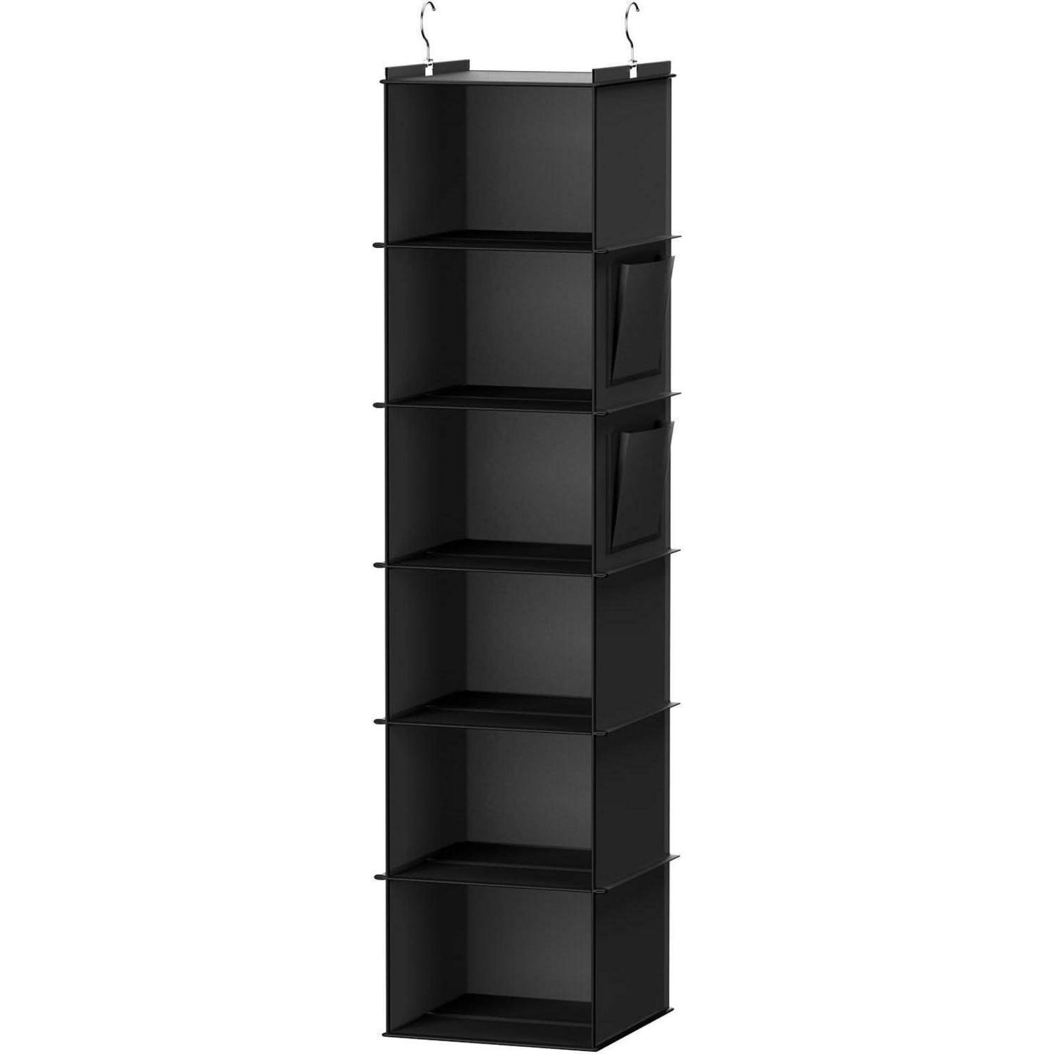 Hängeregal Kleiderschrank Organizer MDF Bambus 6 Fächer Schwarz