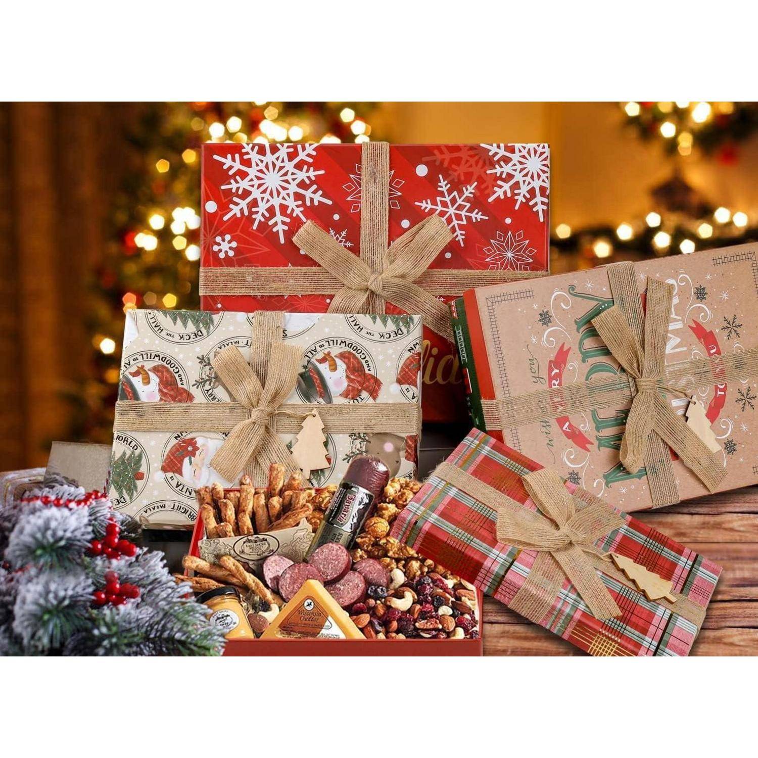 Geschenkbox Weihnachten Deckel Schleife 4er Set Mehrfarbig