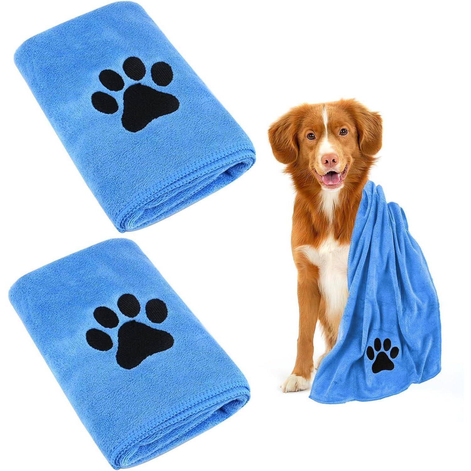 Hundehandtuch Mikrofaser Schnelltrocknend Katzen 2er 75 x 35 cm Blau