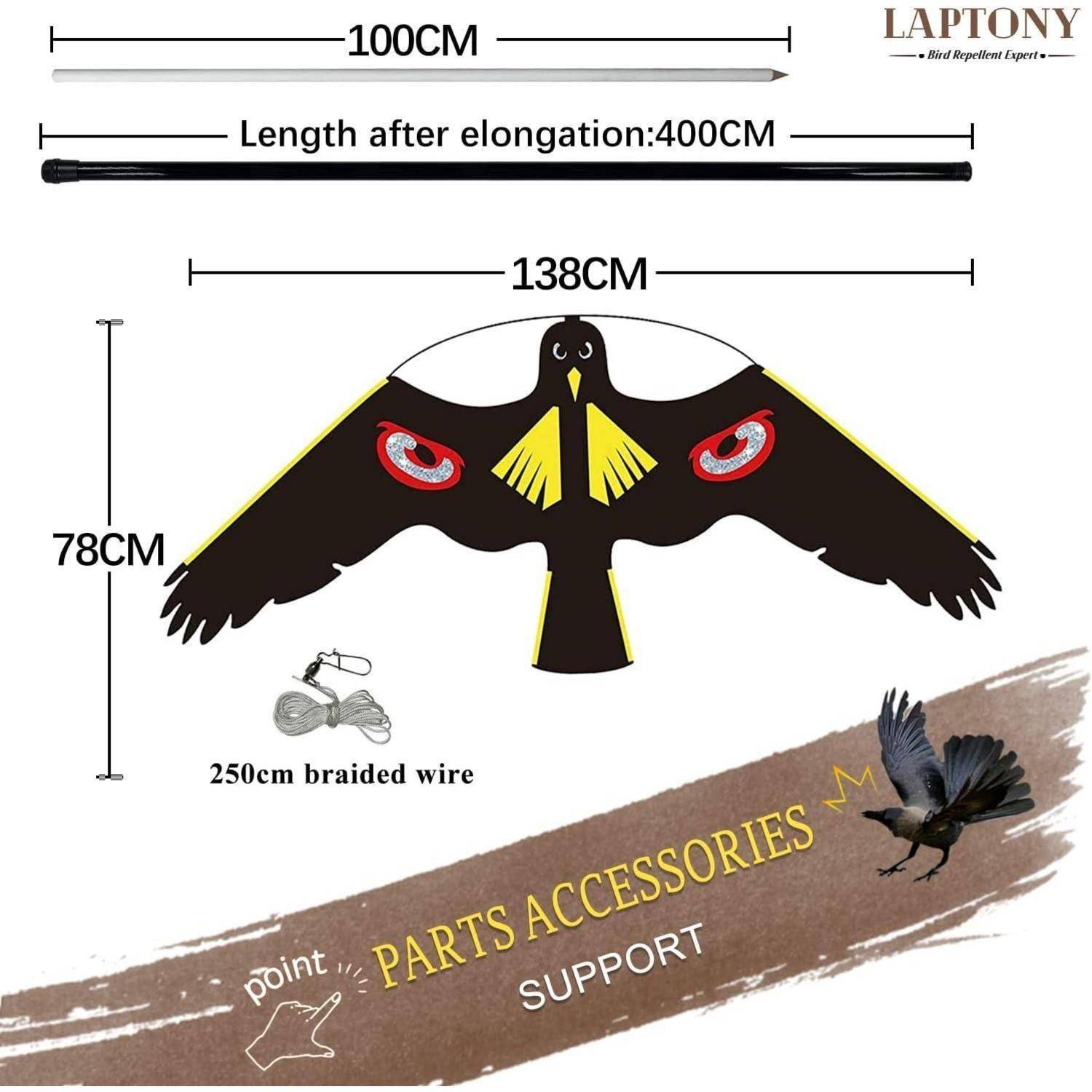 Vogelschreck Flugdrachen Garten 0.0 Meter Schwarz-Nein Stange