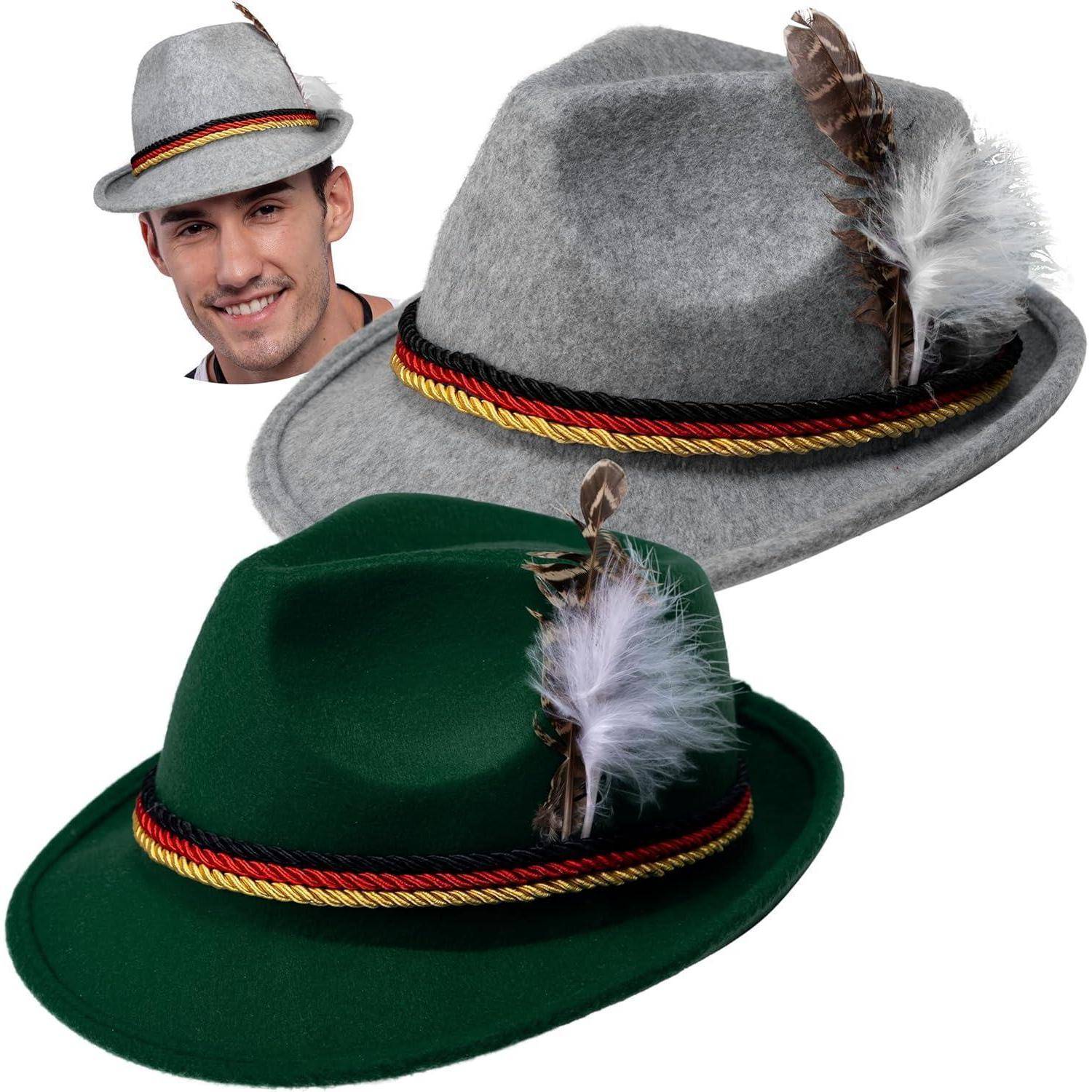 Alpenhut Filzhut Trachtenhut Feder Oktoberfest Cosplay Grey blue