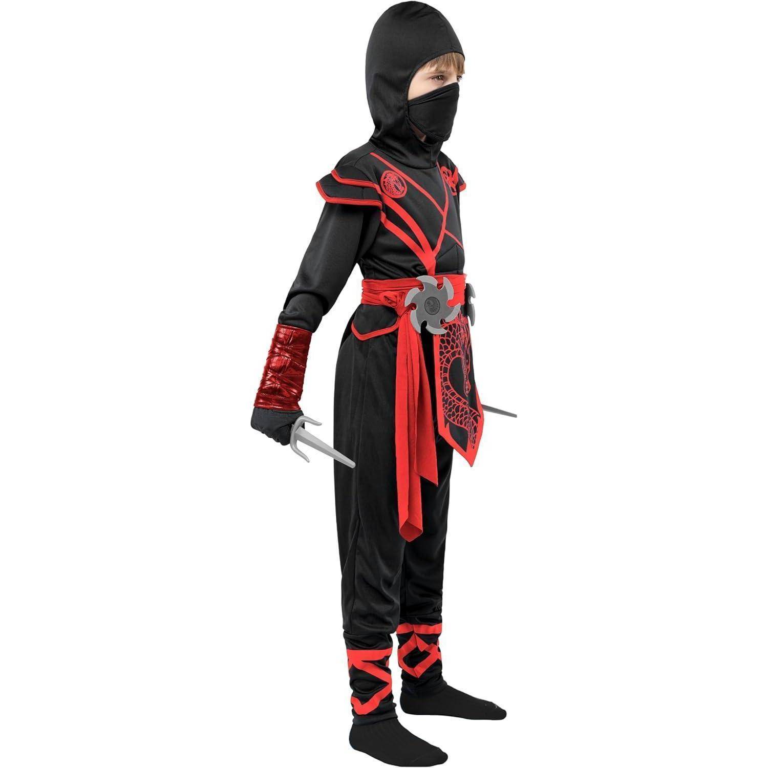 Halloween Kostüm Jungen Ninja Drache Overall Rot X-Large(12-14 yrs)