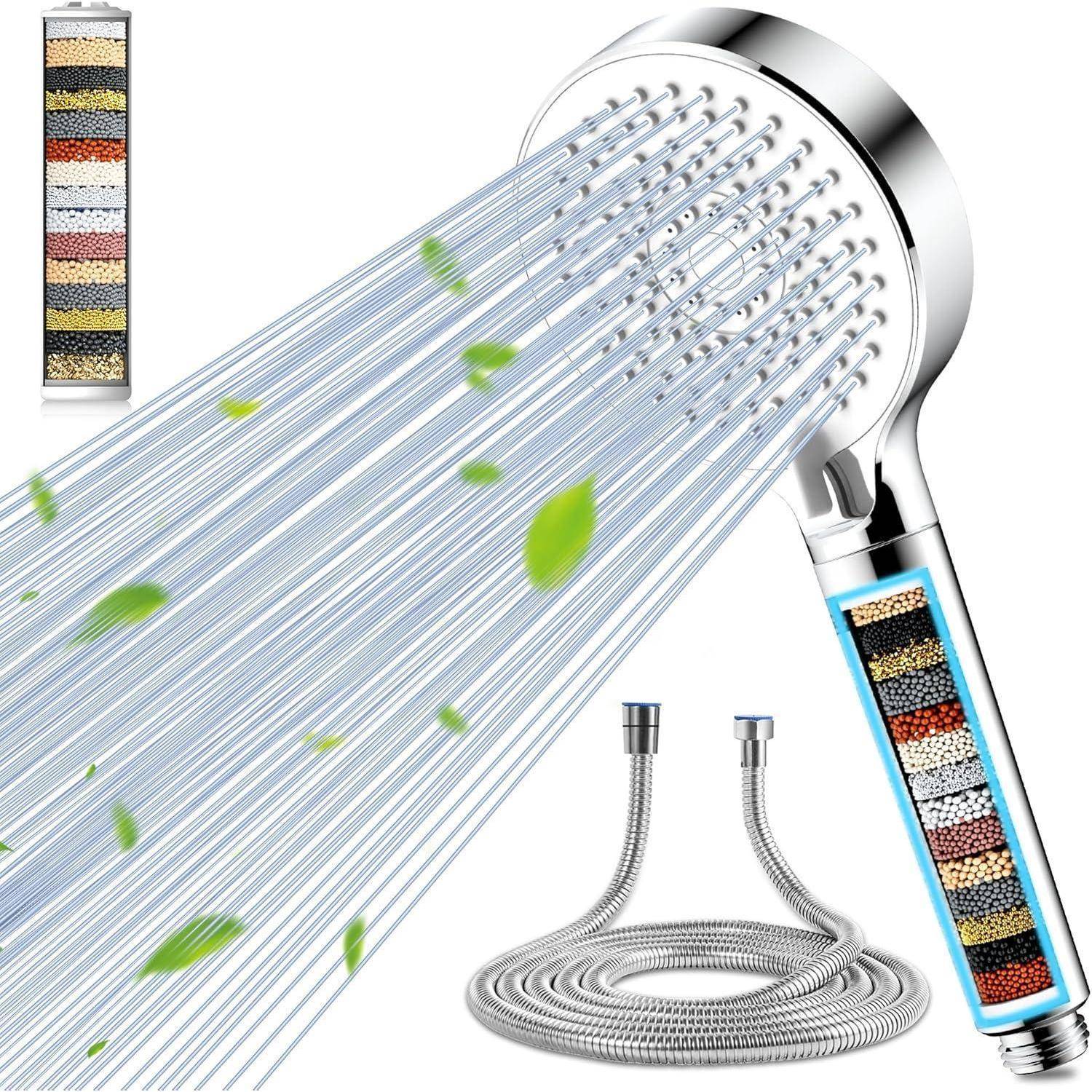 Duschkopf Filter 20 Schichten Handbrause 5 Weiß mit Schlauch