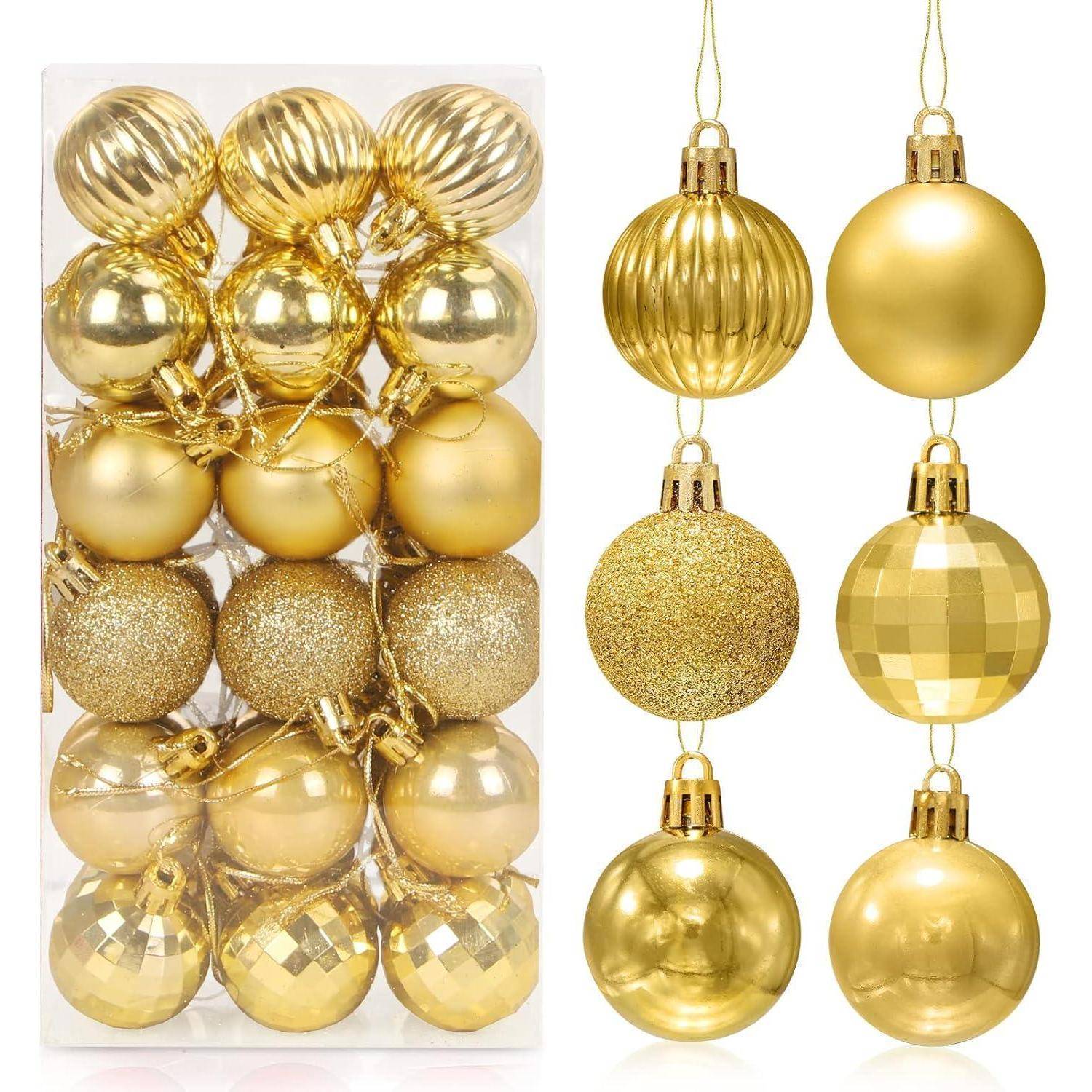 Weihnachtskugeln 36 Stück Kunststoff 4cm Christbaumkugeln Gold