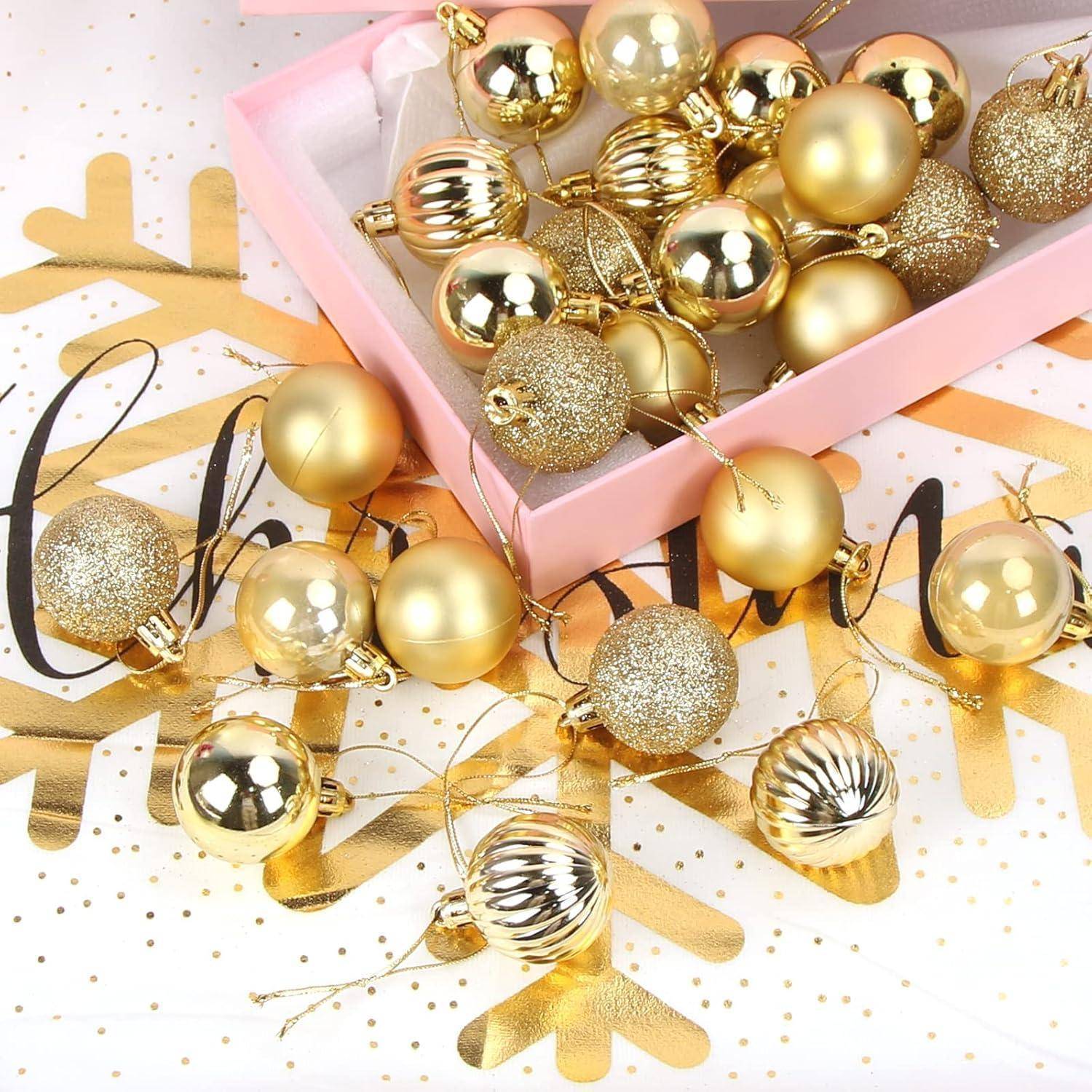 Weihnachtskugeln 36 Stück Kunststoff 4cm Christbaumkugeln Gold