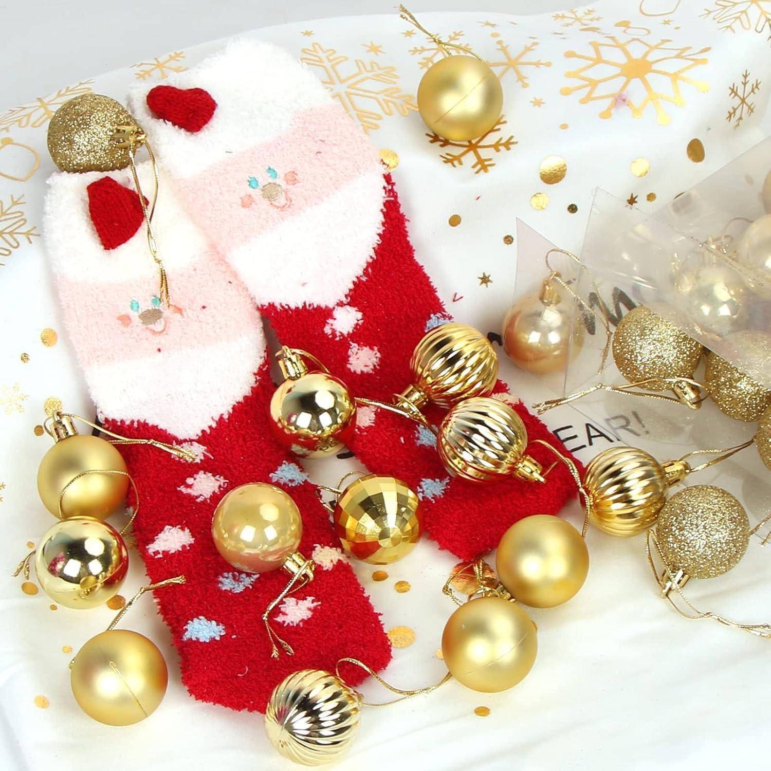 Weihnachtskugeln 36 Stück Kunststoff 4cm Christbaumkugeln Gold