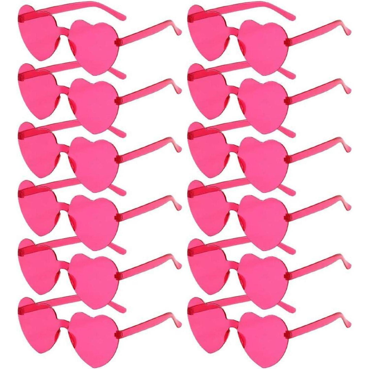 Partybrille Herz Fasching Foto Requisiten Geburtstag Dunkelrosa 12pcs