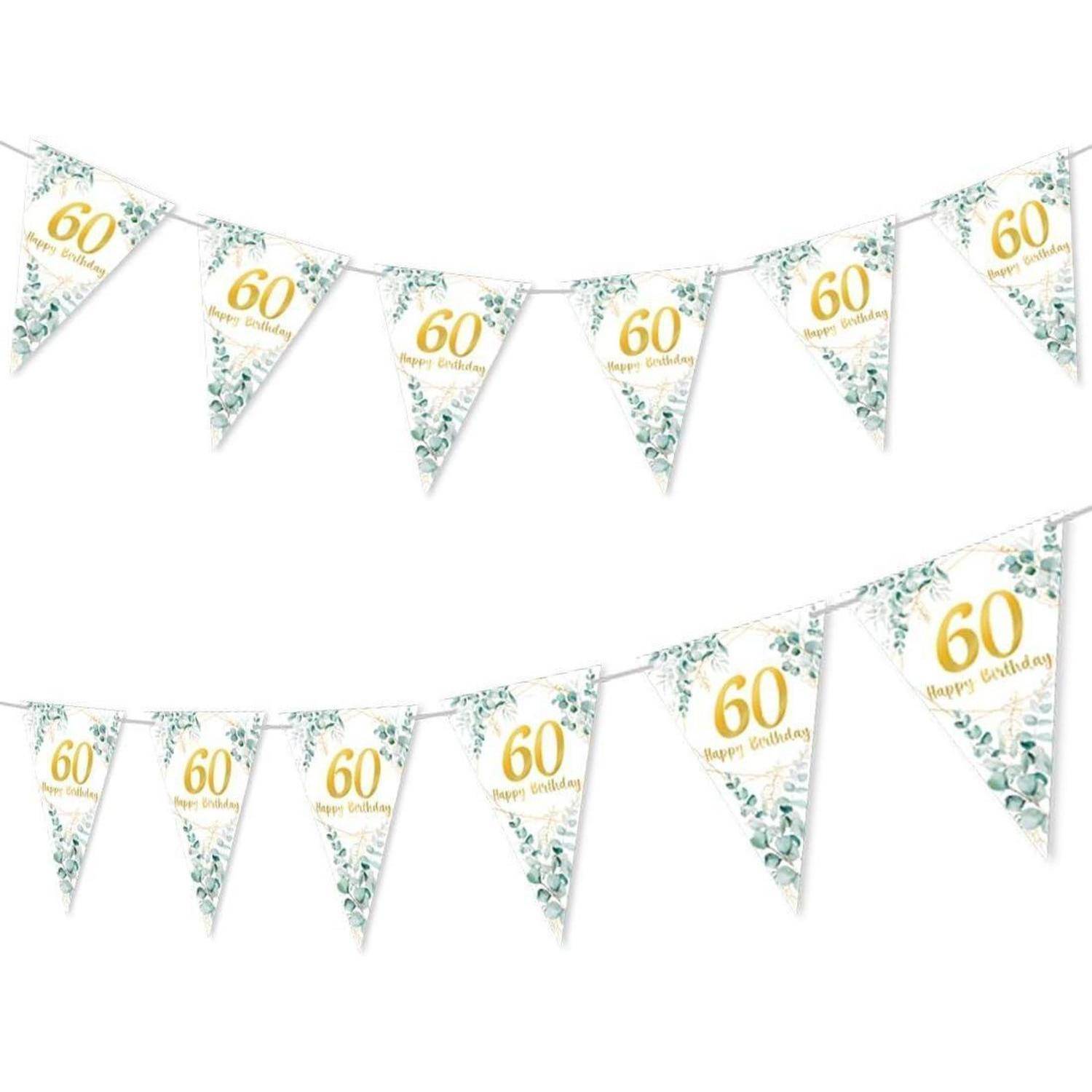 Wimpelkette Geburtstag Happy Birthday Frauen Männer Grün Gold Weiß 60