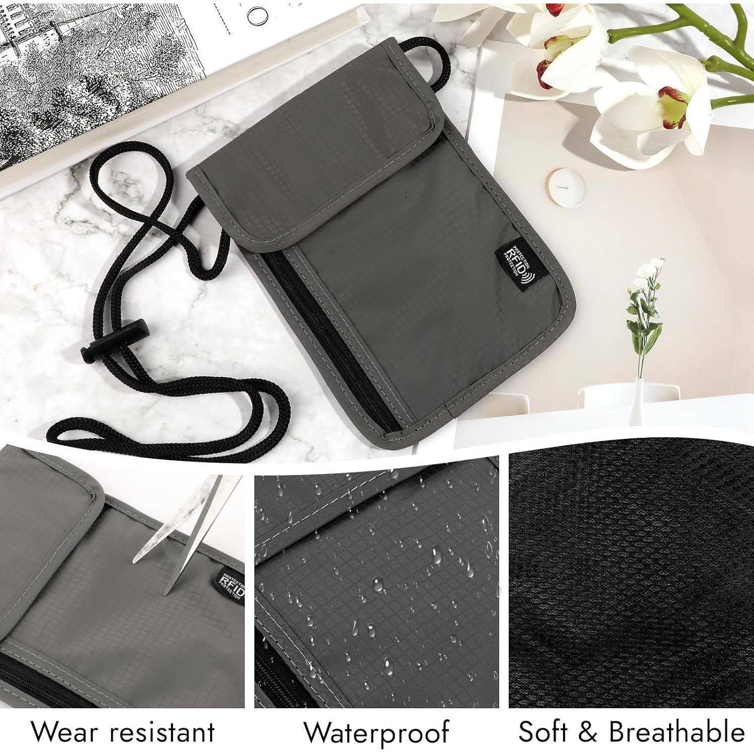 Brustbeutel RFID Antidiebstahl Wasserdicht Schwarz Handy Grau