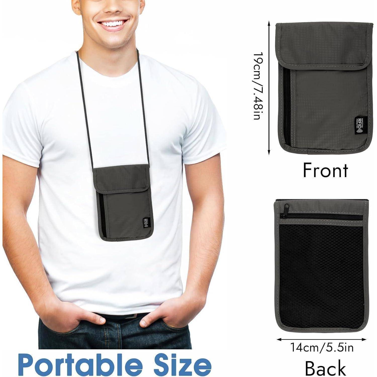 Brustbeutel RFID Antidiebstahl Wasserdicht Schwarz Handy Grau