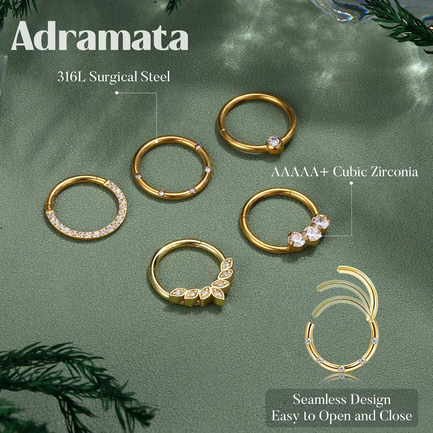 Adramata 316L Chirurgenstahl' Creolen mit Zirkonia. Inklusive nahtlosem Design für einfaches Öffnen und Schließen.
