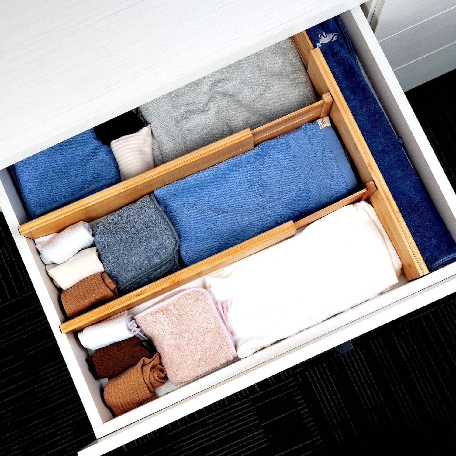 Schubladenorganizer Bambus Verstellbar Naturfarbe groß 10H cm