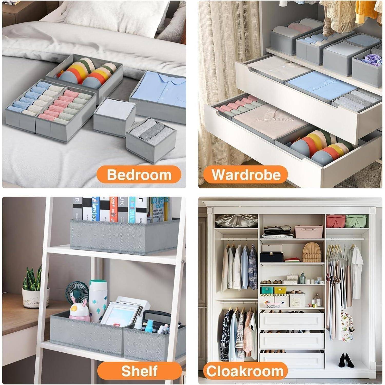 Schubladen Organizer Kleiderschrank Aufbewahrung 4 Stück Grau