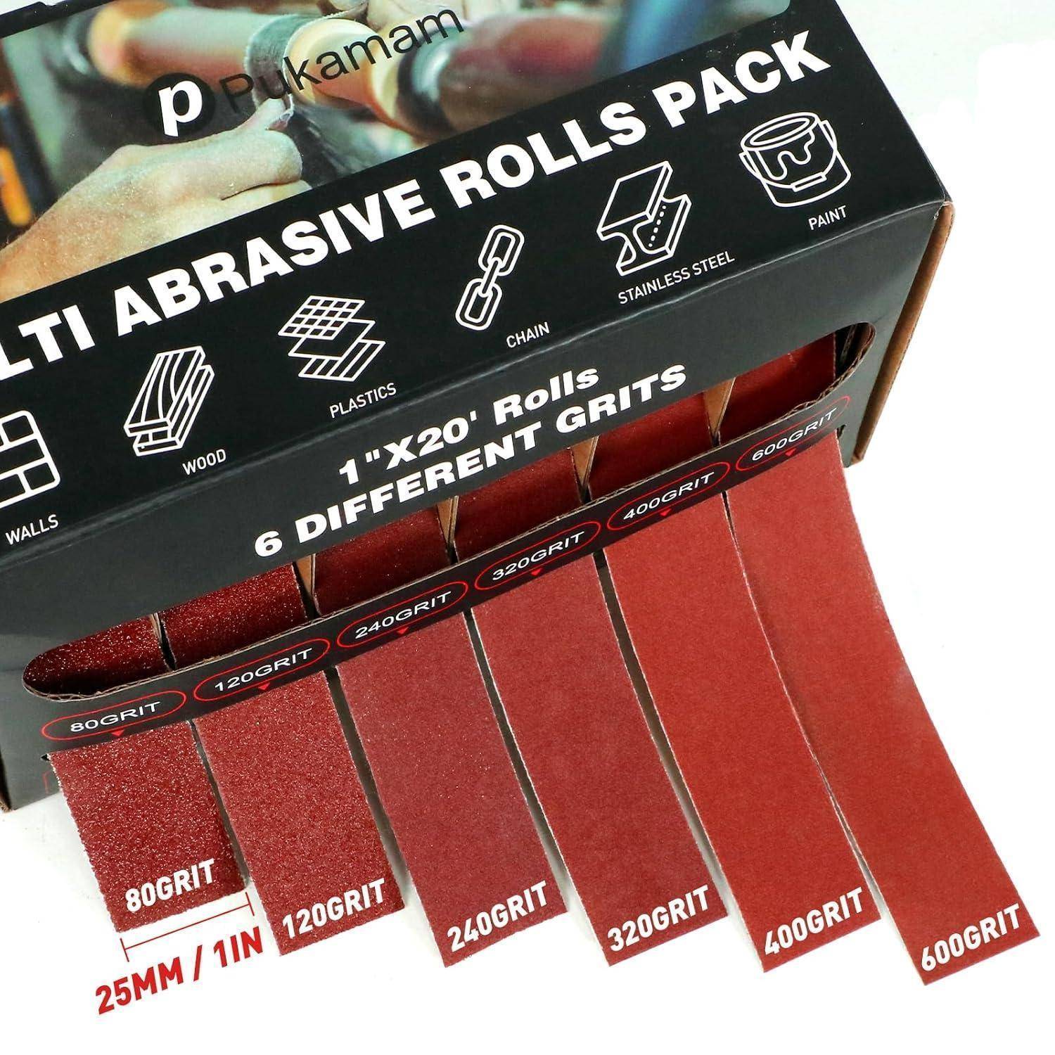 Schleifpapier Rolle 25mm 6m 80 120 240 320 400 Holz Metall 6rolls