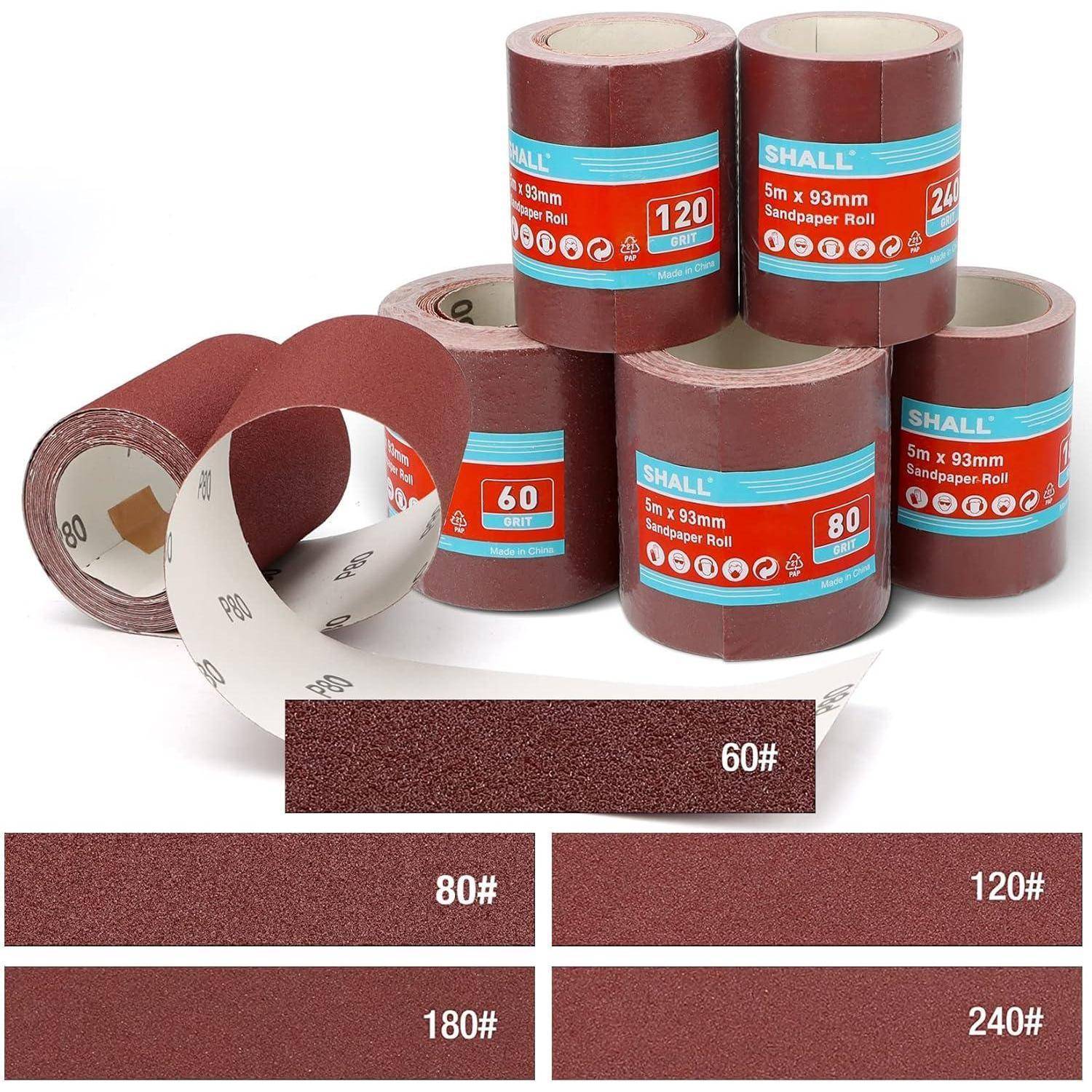 Schleifpapier Aluminiumoxid 5 Rollen 60 80 120 180 Schleifpapierrollen