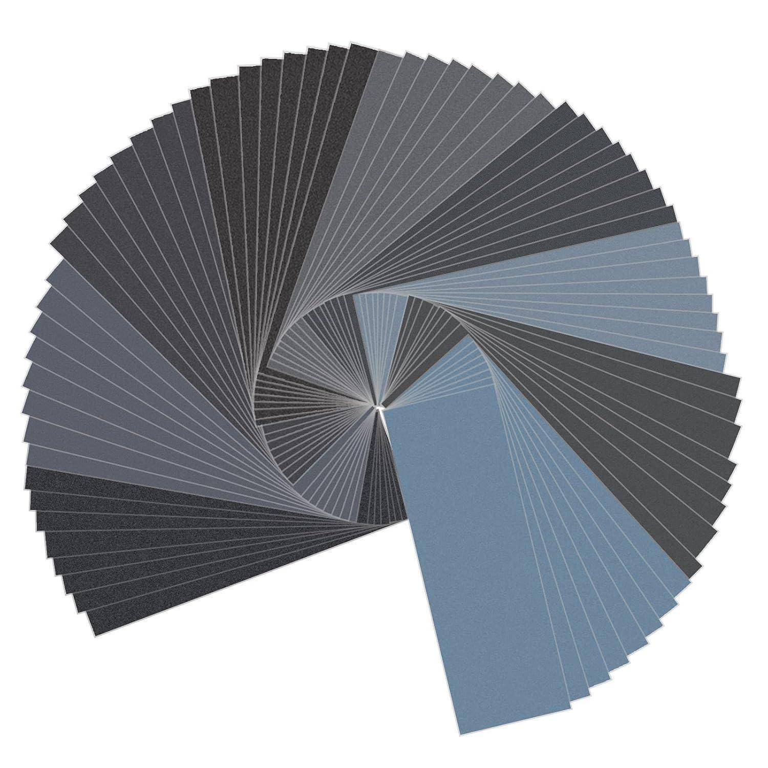 Schleifpapier Set 23 x 9,3 cm nass und trocken 9 Körnungen 72 Blatt